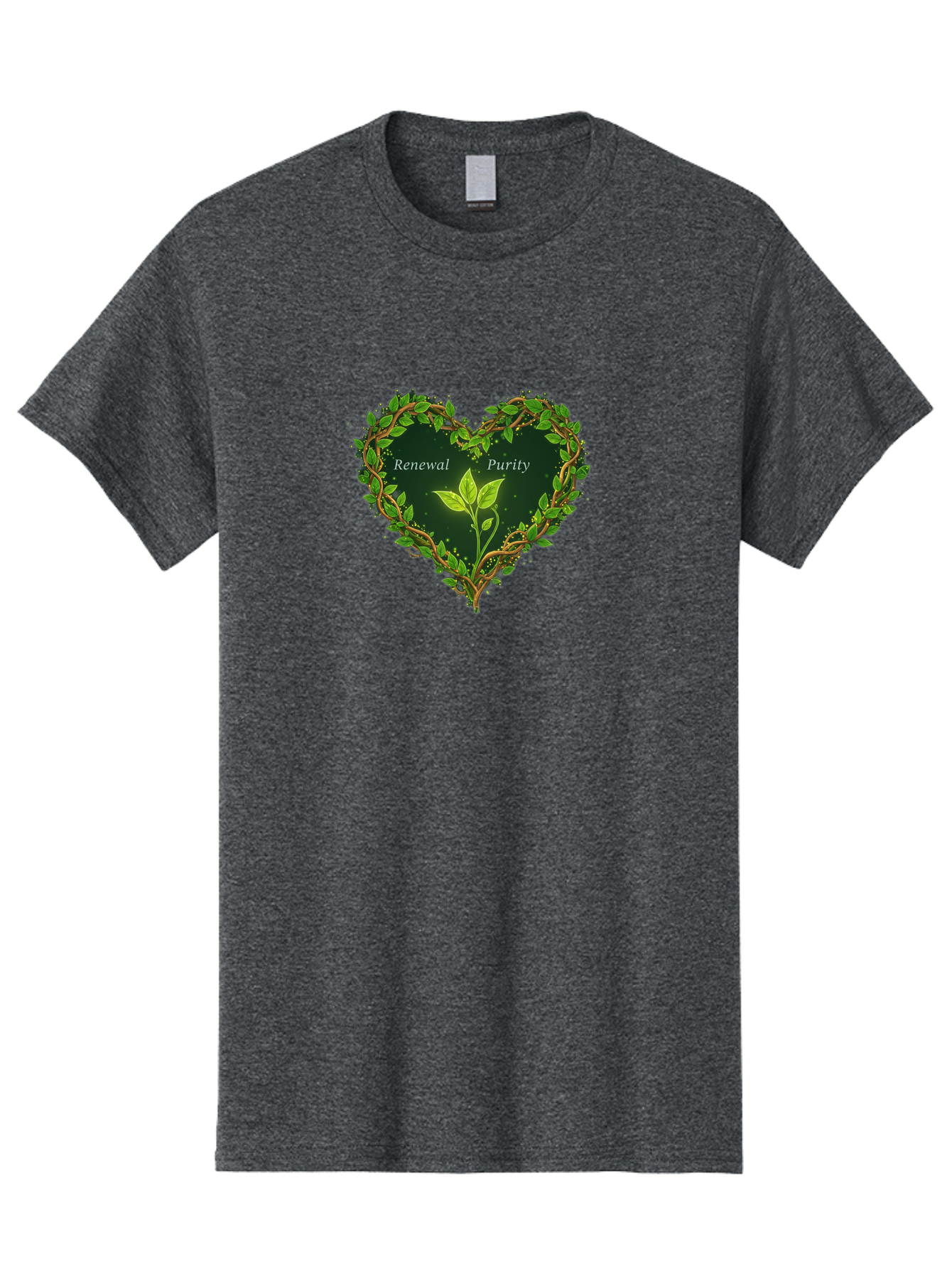 Renewal-Purity Men'S Graphic Tee, 100% Cotton, Comfortable Casual Summer Wear, Machine Washable, Heart Shape, Leaves And Vines, Renewal And Purity, Green Leaves, Natural Elements, Symbolic Heart, Spiritual Growth, Healthy Living Bae256