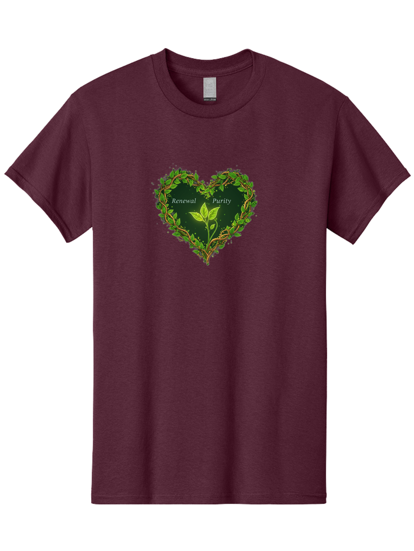 Renewal-Purity Men'S Graphic Tee, 100% Cotton, Comfortable Casual Summer Wear, Machine Washable, Heart Shape, Leaves And Vines, Renewal And Purity, Green Leaves, Natural Elements, Symbolic Heart, Spiritual Growth, Healthy Living Bae256