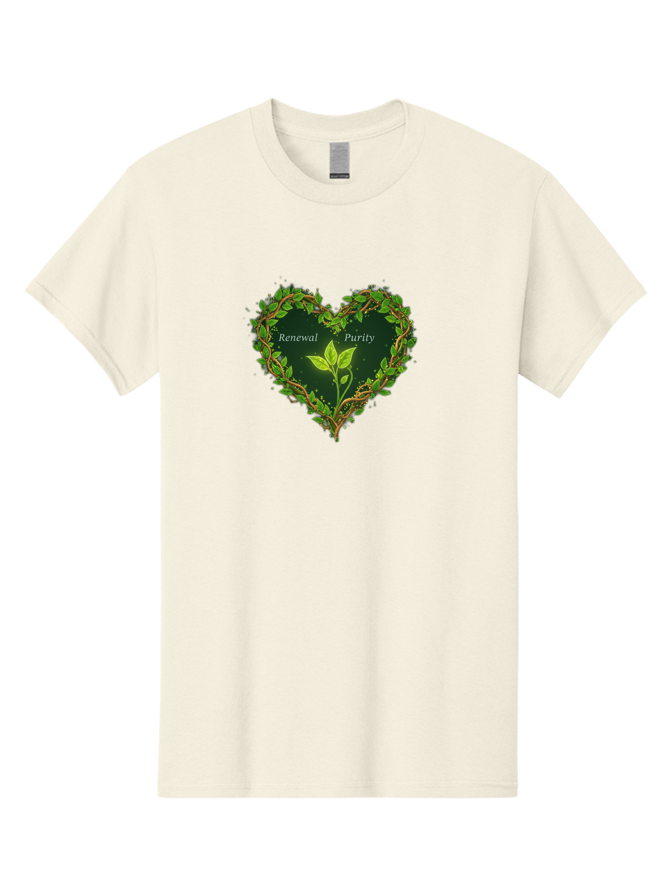 Renewal-Purity Men'S Graphic Tee, 100% Cotton, Comfortable Casual Summer Wear, Machine Washable, Heart Shape, Leaves And Vines, Renewal And Purity, Green Leaves, Natural Elements, Symbolic Heart, Spiritual Growth, Healthy Living Bae256