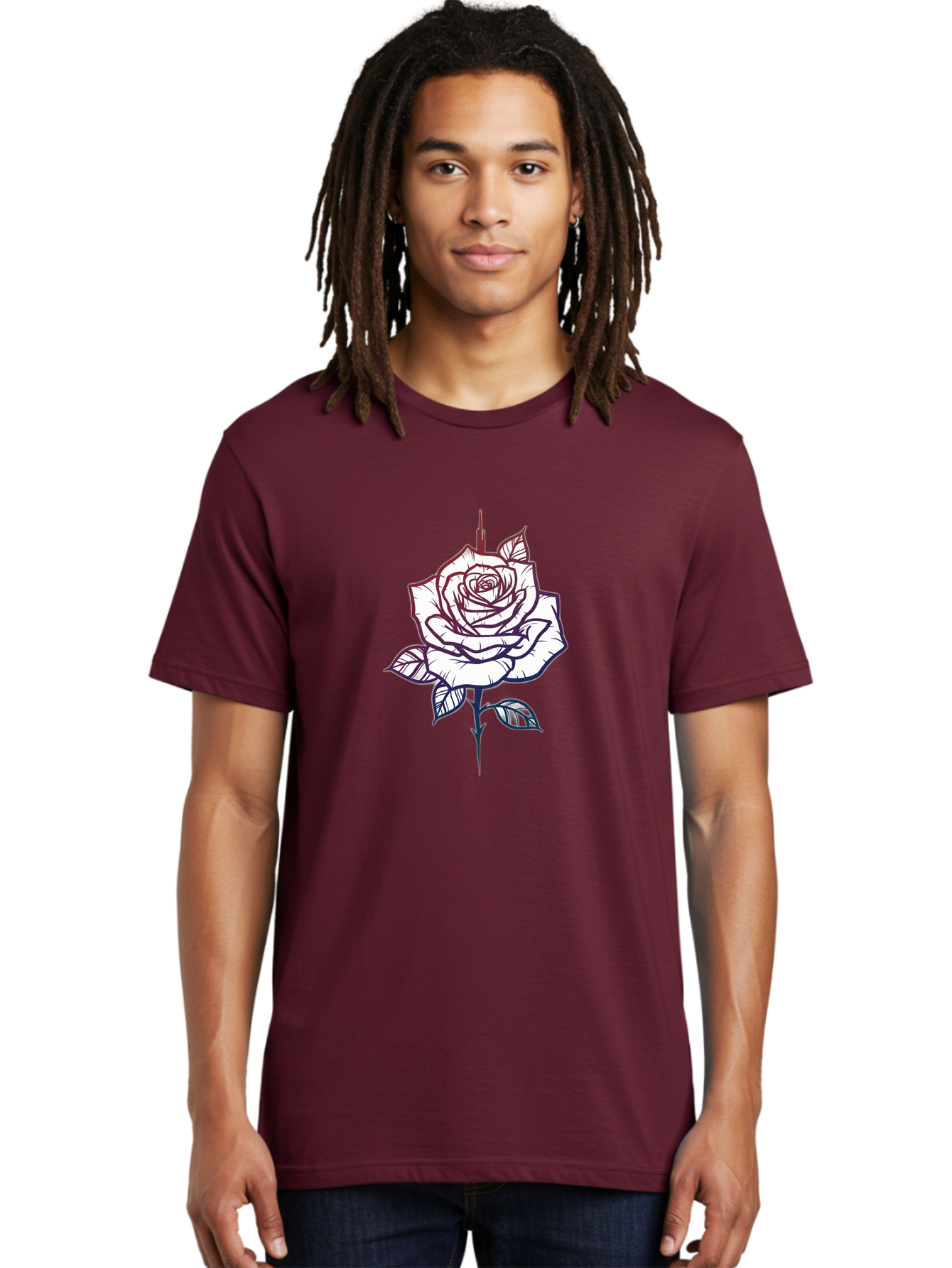 Rose-1 Men'S Graphic Tee, 100% Cotton, Comfortable Casual Summer Wear, Machine Washable, Black And White Rose Illustration, Tattoo Style Rose, Minimalist Design, Elegant Floral Art, Dark Linework, Rose Silhouette, Simple Yet Striking Bae257