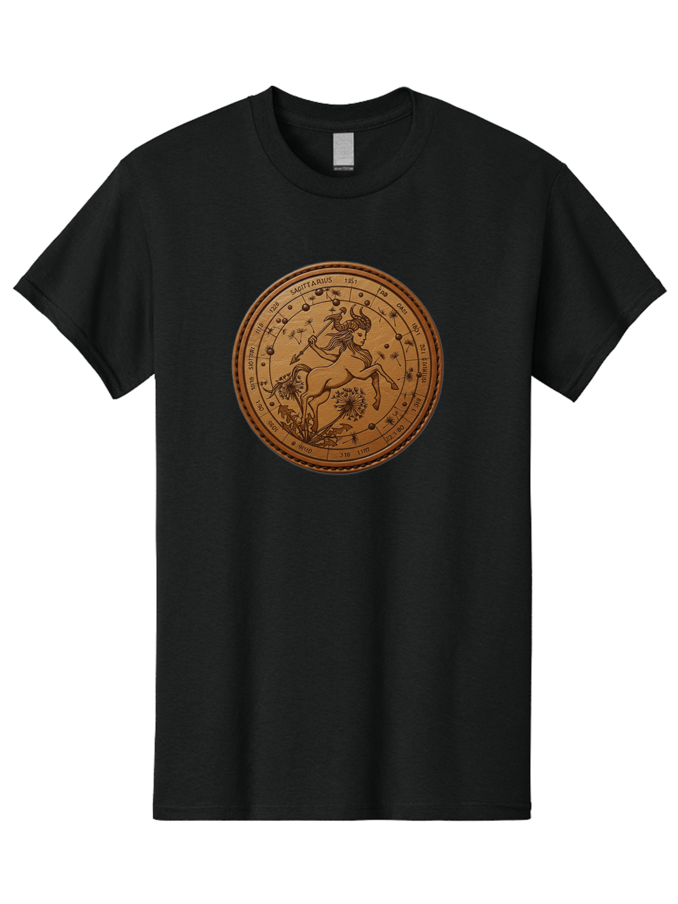 Sagittarius Men'S Graphic Tee, 100% Cotton, Comfortable Casual Summer Wear, Machine Washable, Sagittarius Zodiac Sign, Centaur Archer, Astrology Symbol, Horoscope Illustration, Dandelion Flowers, Celestial Map, Ancient Mythology, Mystical Art Bae263