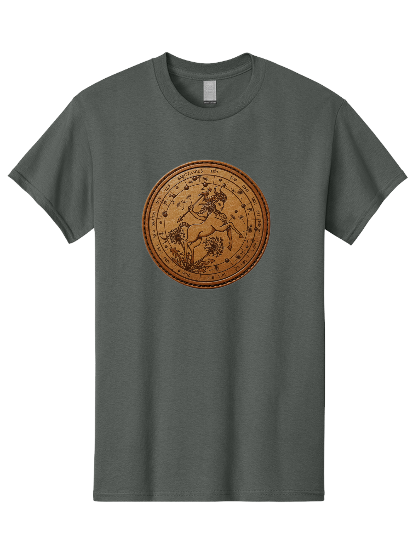 Sagittarius Men'S Graphic Tee, 100% Cotton, Comfortable Casual Summer Wear, Machine Washable, Sagittarius Zodiac Sign, Centaur Archer, Astrology Symbol, Horoscope Illustration, Dandelion Flowers, Celestial Map, Ancient Mythology, Mystical Art Bae263