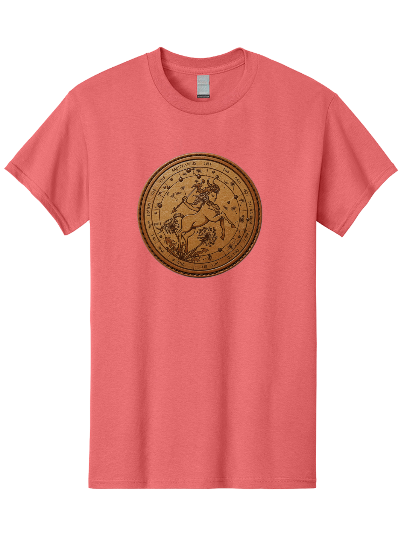 Sagittarius Men'S Graphic Tee, 100% Cotton, Comfortable Casual Summer Wear, Machine Washable, Sagittarius Zodiac Sign, Centaur Archer, Astrology Symbol, Horoscope Illustration, Dandelion Flowers, Celestial Map, Ancient Mythology, Mystical Art Bae263