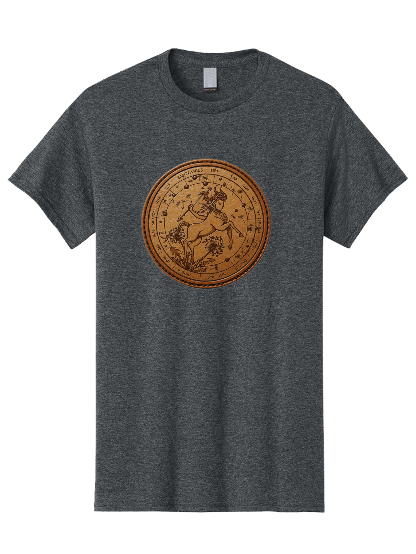 Sagittarius Men'S Graphic Tee, 100% Cotton, Comfortable Casual Summer Wear, Machine Washable, Sagittarius Zodiac Sign, Centaur Archer, Astrology Symbol, Horoscope Illustration, Dandelion Flowers, Celestial Map, Ancient Mythology, Mystical Art Bae263