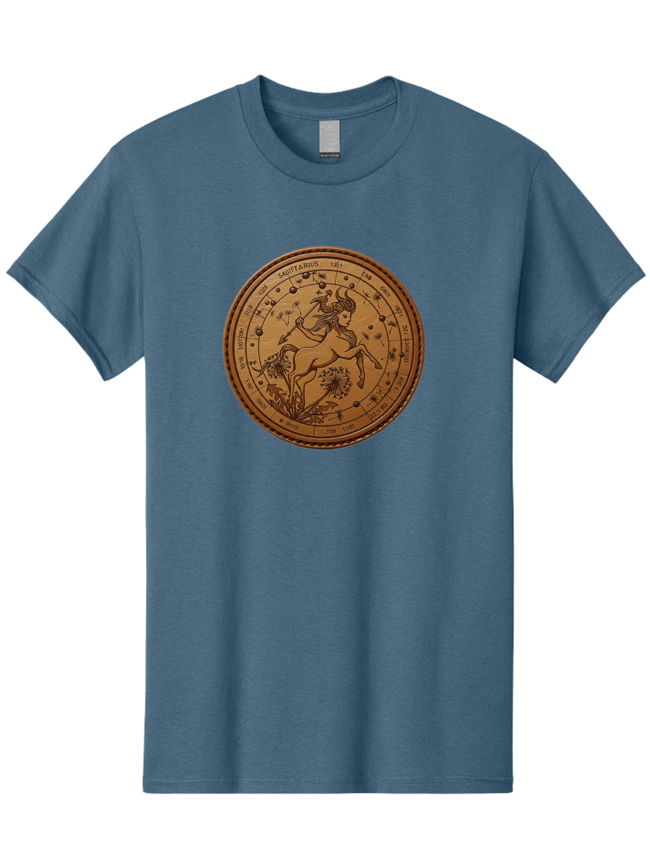 Sagittarius Men'S Graphic Tee, 100% Cotton, Comfortable Casual Summer Wear, Machine Washable, Sagittarius Zodiac Sign, Centaur Archer, Astrology Symbol, Horoscope Illustration, Dandelion Flowers, Celestial Map, Ancient Mythology, Mystical Art Bae263