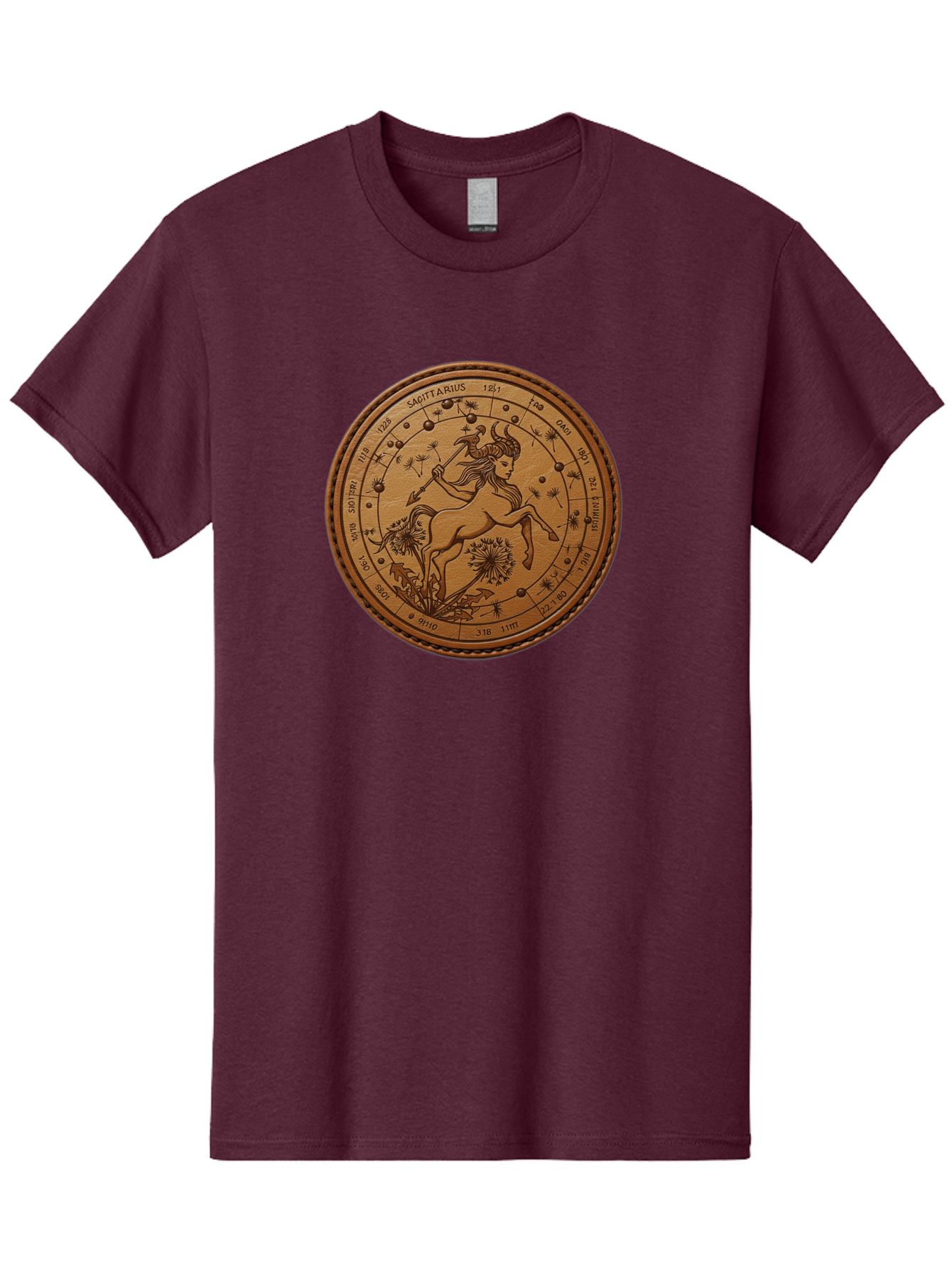 Sagittarius Men'S Graphic Tee, 100% Cotton, Comfortable Casual Summer Wear, Machine Washable, Sagittarius Zodiac Sign, Centaur Archer, Astrology Symbol, Horoscope Illustration, Dandelion Flowers, Celestial Map, Ancient Mythology, Mystical Art Bae263