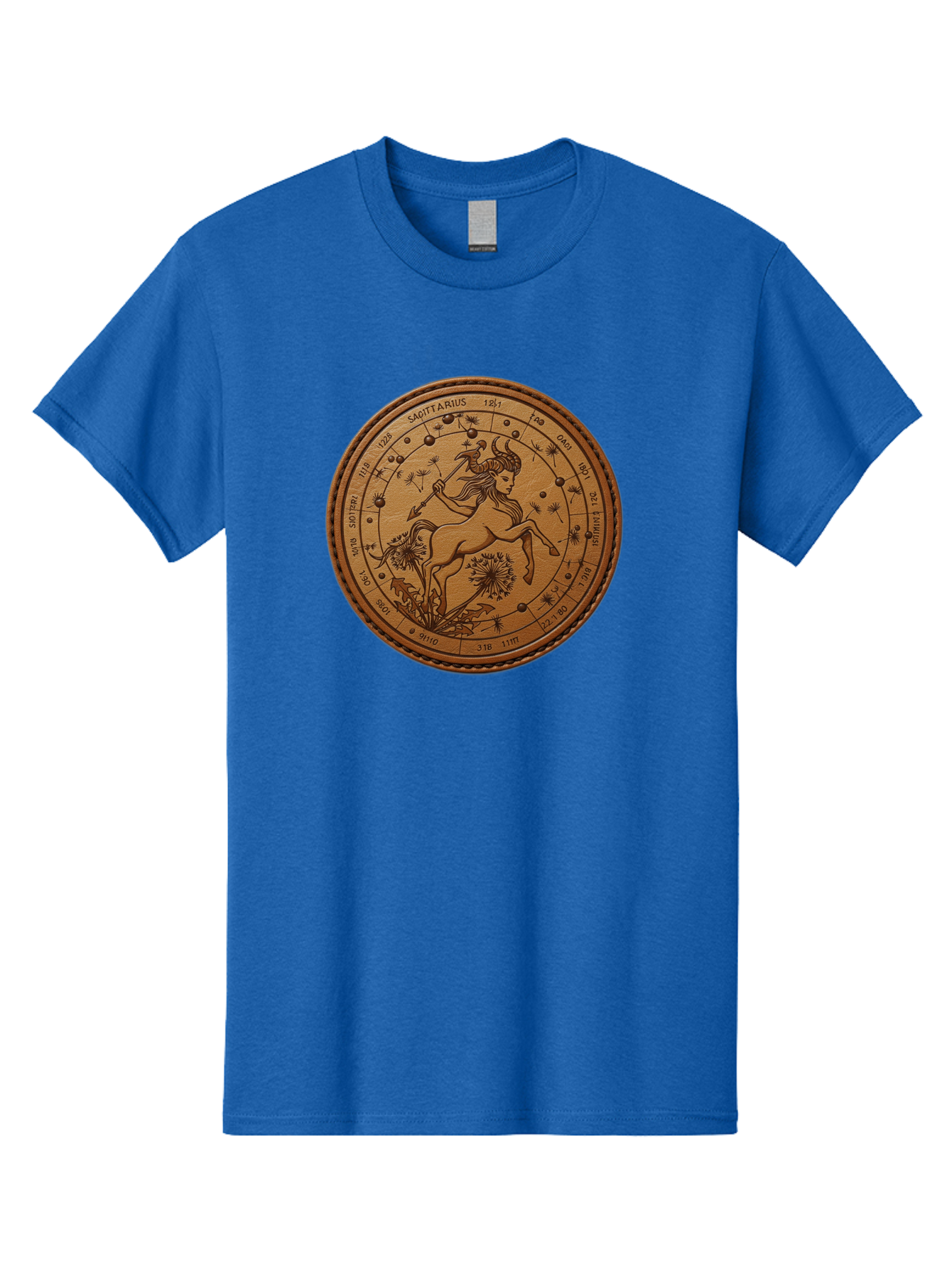 Sagittarius Men'S Graphic Tee, 100% Cotton, Comfortable Casual Summer Wear, Machine Washable, Sagittarius Zodiac Sign, Centaur Archer, Astrology Symbol, Horoscope Illustration, Dandelion Flowers, Celestial Map, Ancient Mythology, Mystical Art Bae263