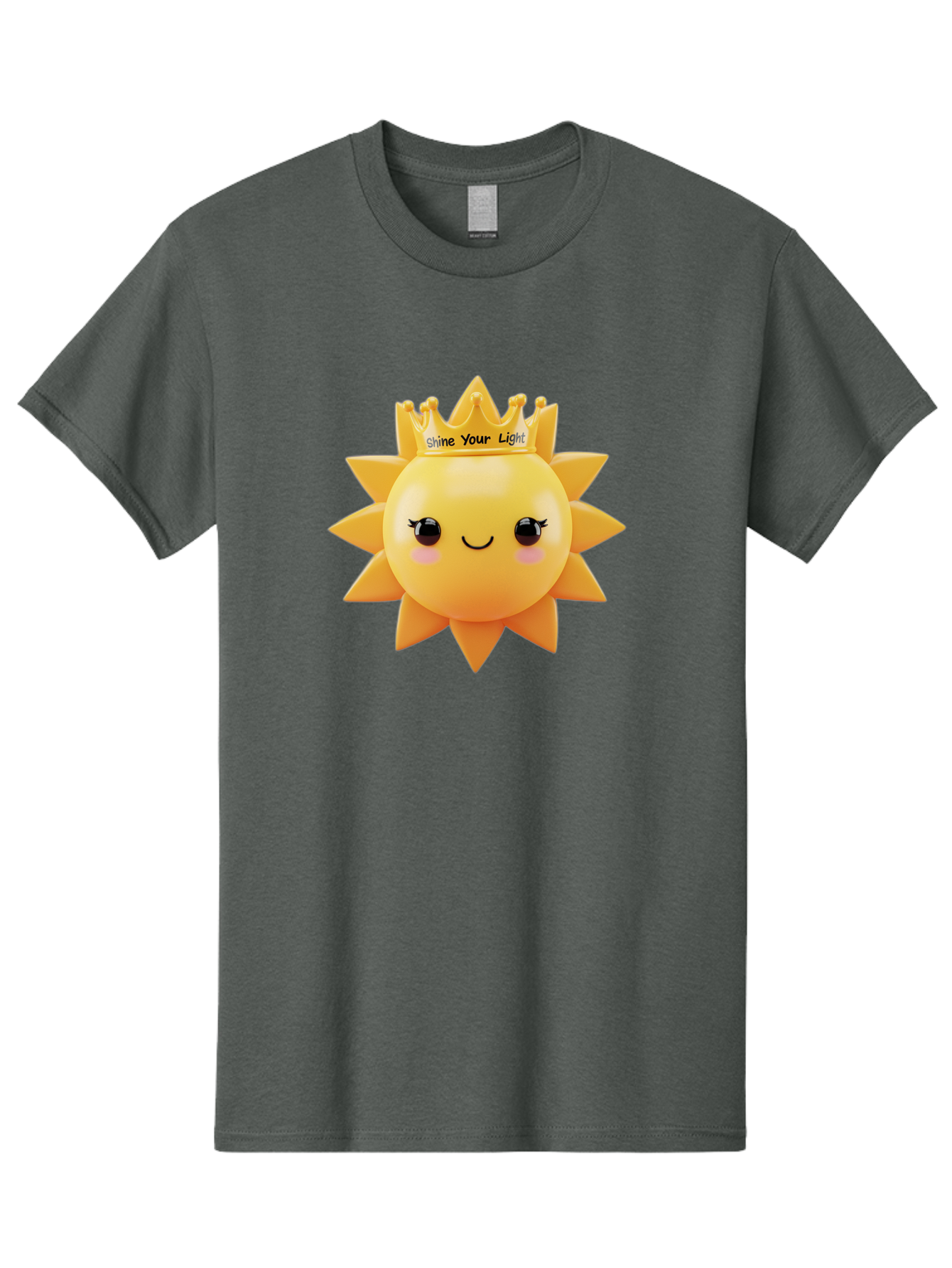 Shine-Your-Light-Sun Men'S Graphic Tee, 100% Cotton, Comfortable Casual Summer Wear, Machine Washable, Smiling Sun Figurine, Inspirational Quote, Motivational Message, Positive Affirmation, Shine Your Light, Cute Cartoon Character, Happy Face, Bae274