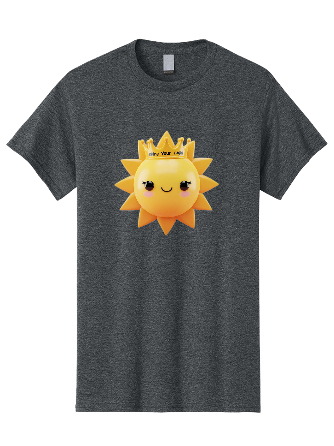 Shine-Your-Light-Sun Men'S Graphic Tee, 100% Cotton, Comfortable Casual Summer Wear, Machine Washable, Smiling Sun Figurine, Inspirational Quote, Motivational Message, Positive Affirmation, Shine Your Light, Cute Cartoon Character, Happy Face, Bae274