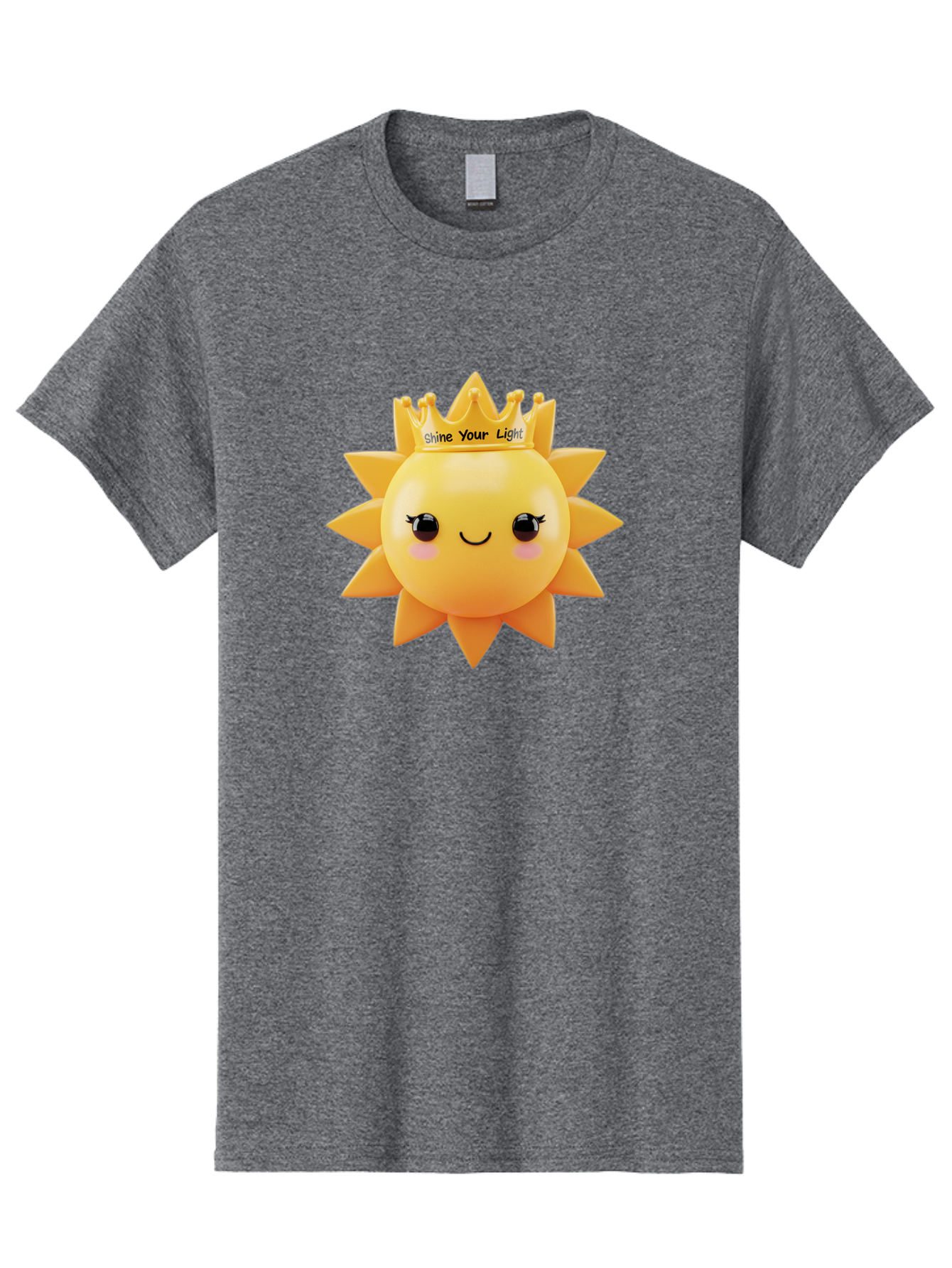 Shine-Your-Light-Sun Men'S Graphic Tee, 100% Cotton, Comfortable Casual Summer Wear, Machine Washable, Smiling Sun Figurine, Inspirational Quote, Motivational Message, Positive Affirmation, Shine Your Light, Cute Cartoon Character, Happy Face, Bae274