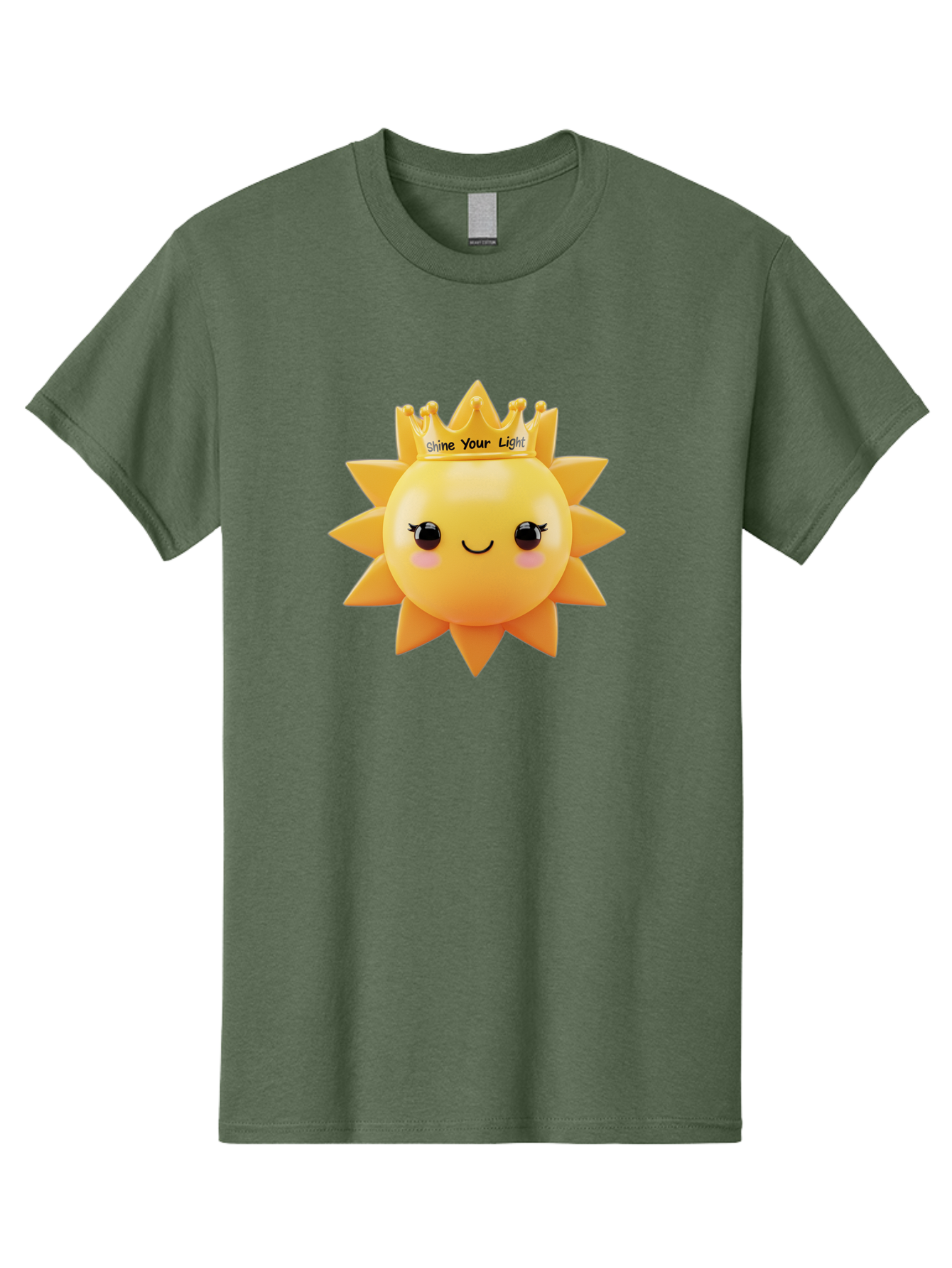 Shine-Your-Light-Sun Men'S Graphic Tee, 100% Cotton, Comfortable Casual Summer Wear, Machine Washable, Smiling Sun Figurine, Inspirational Quote, Motivational Message, Positive Affirmation, Shine Your Light, Cute Cartoon Character, Happy Face, Bae274