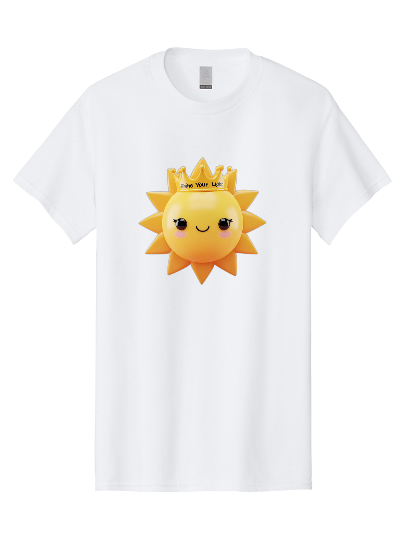 Shine-Your-Light-Sun Men'S Graphic Tee, 100% Cotton, Comfortable Casual Summer Wear, Machine Washable, Smiling Sun Figurine, Inspirational Quote, Motivational Message, Positive Affirmation, Shine Your Light, Cute Cartoon Character, Happy Face, Bae274
