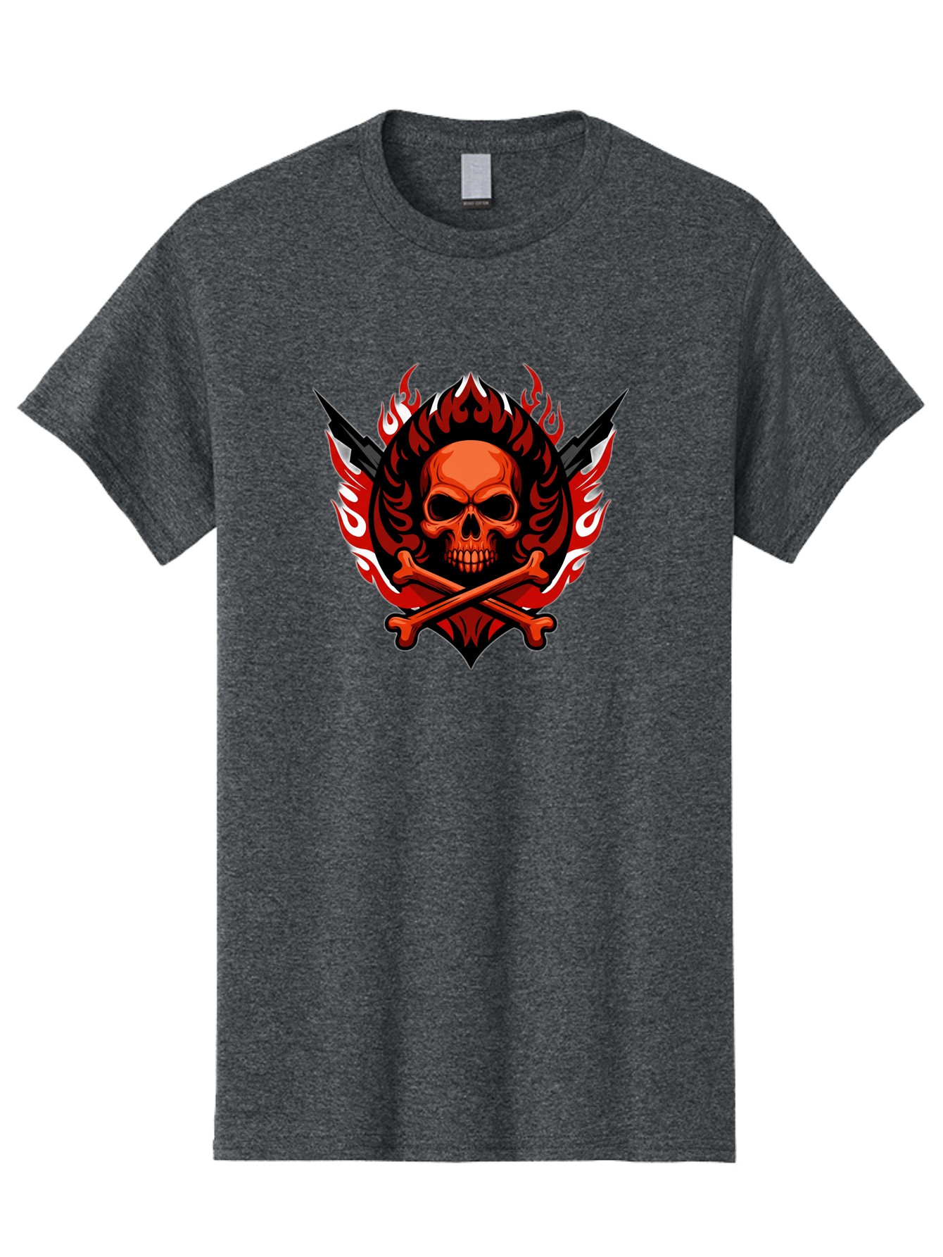 Skull-And-Crossbones-Jolly-Roger Men'S Graphic Tee, 100% Cotton, Comfortable Casual Summer Wear, Machine Washable, Skull And Crossbones, Fiery Design, Daggers, Skull Art, Crossbones Symbol, Bold Graphics, Edgy Style, Gothic Elements Bae277