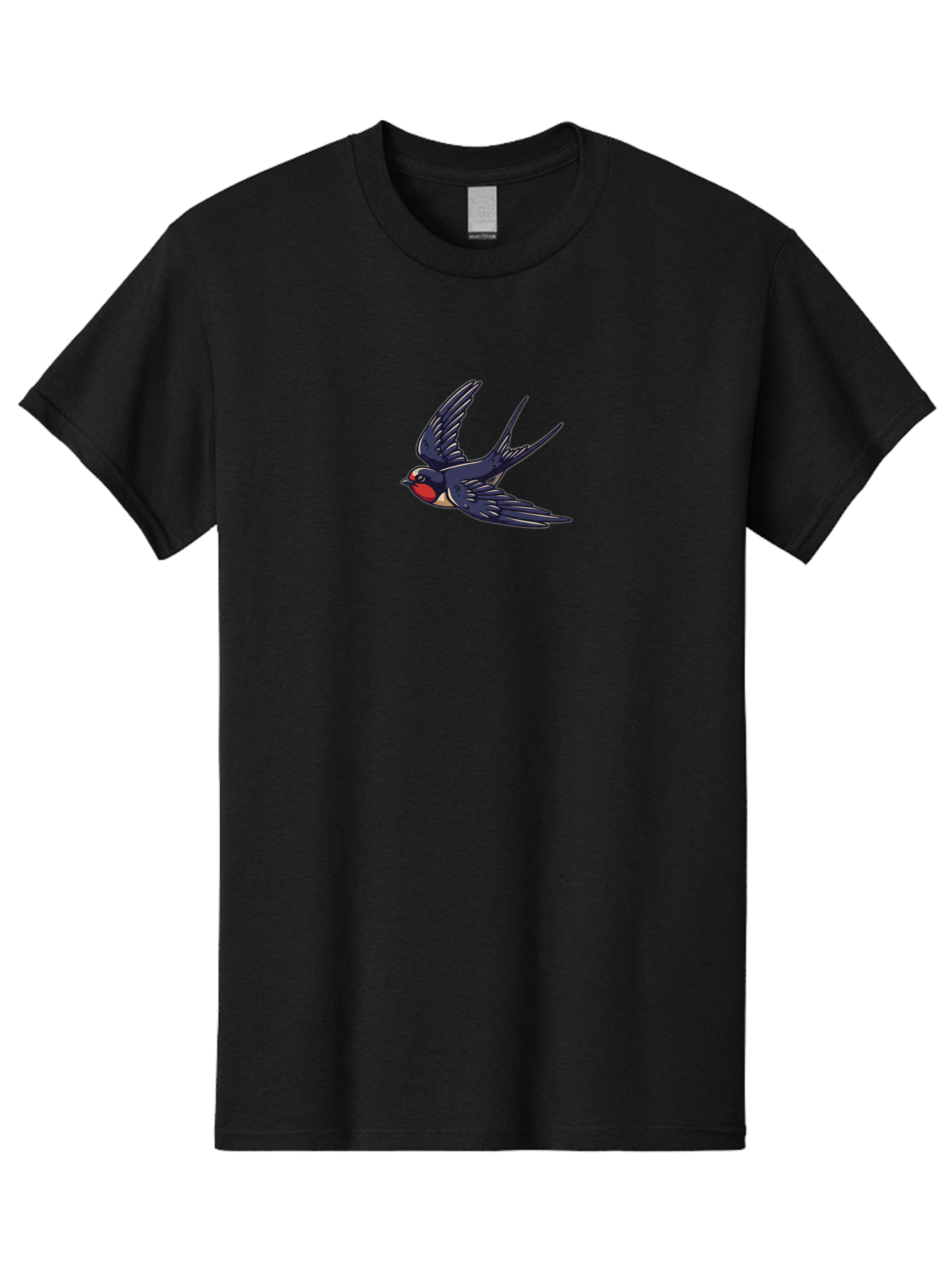 Swallow-1 Men'S Graphic Tee, 100% Cotton, Comfortable Casual Summer Wear, Machine Washable, Swallow Bird In Flight, Dark Blue Wings, Red Face, White Belly, Bird Illustration, Cartoon Style, Wildlife Art, Flying Bird, Stylized Portrait Bae289