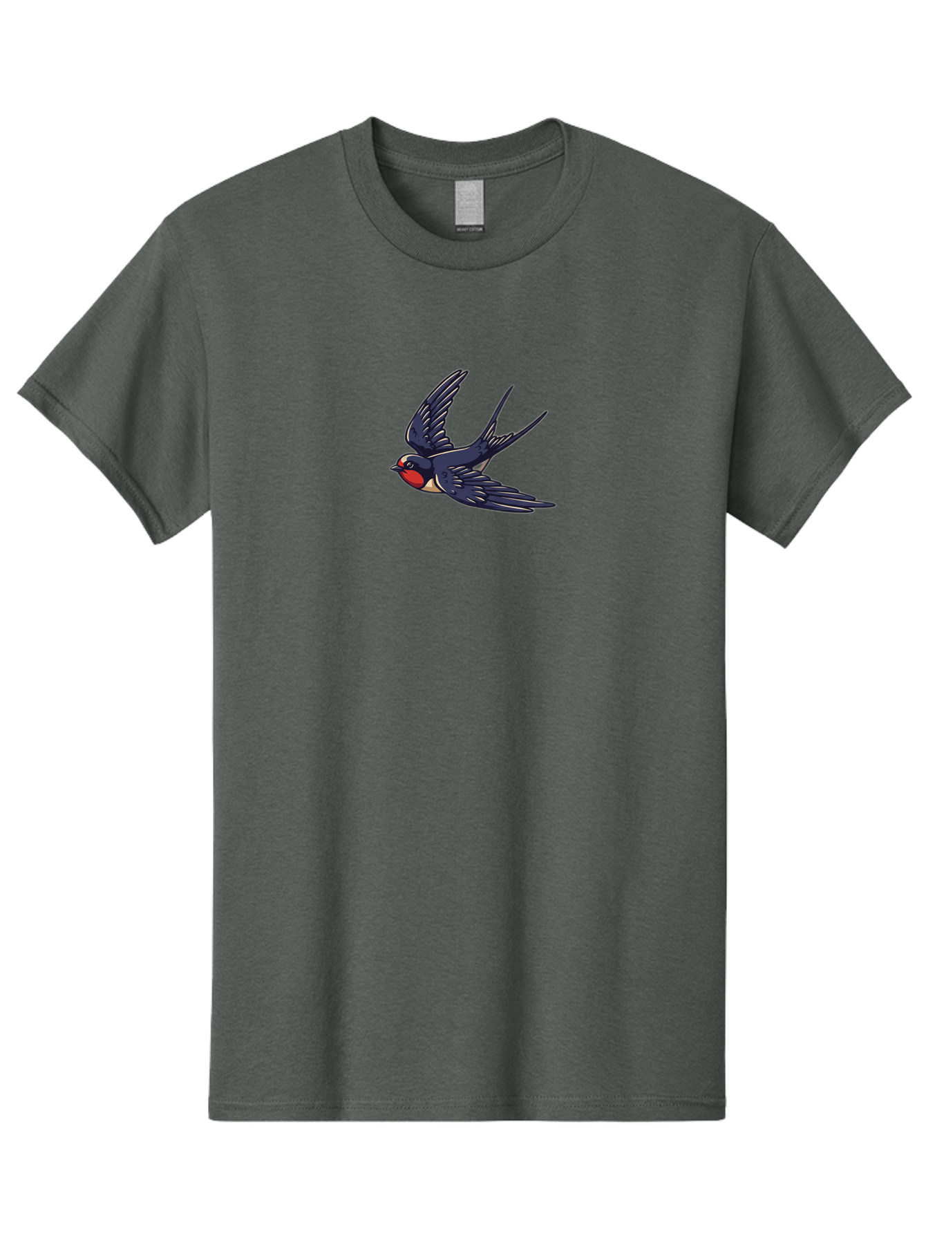 Swallow-1 Men'S Graphic Tee, 100% Cotton, Comfortable Casual Summer Wear, Machine Washable, Swallow Bird In Flight, Dark Blue Wings, Red Face, White Belly, Bird Illustration, Cartoon Style, Wildlife Art, Flying Bird, Stylized Portrait Bae289