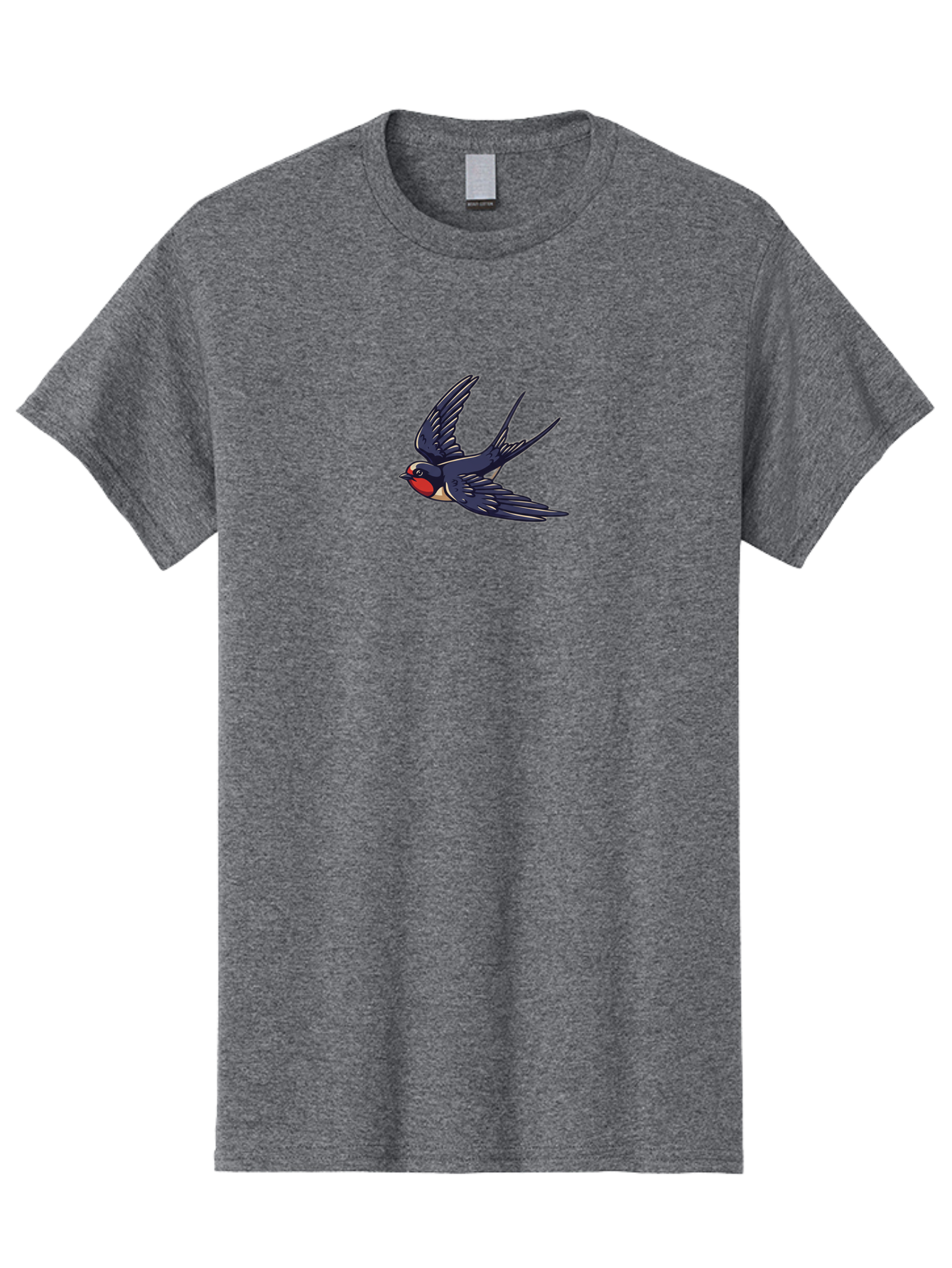 Swallow-1 Men'S Graphic Tee, 100% Cotton, Comfortable Casual Summer Wear, Machine Washable, Swallow Bird In Flight, Dark Blue Wings, Red Face, White Belly, Bird Illustration, Cartoon Style, Wildlife Art, Flying Bird, Stylized Portrait Bae289