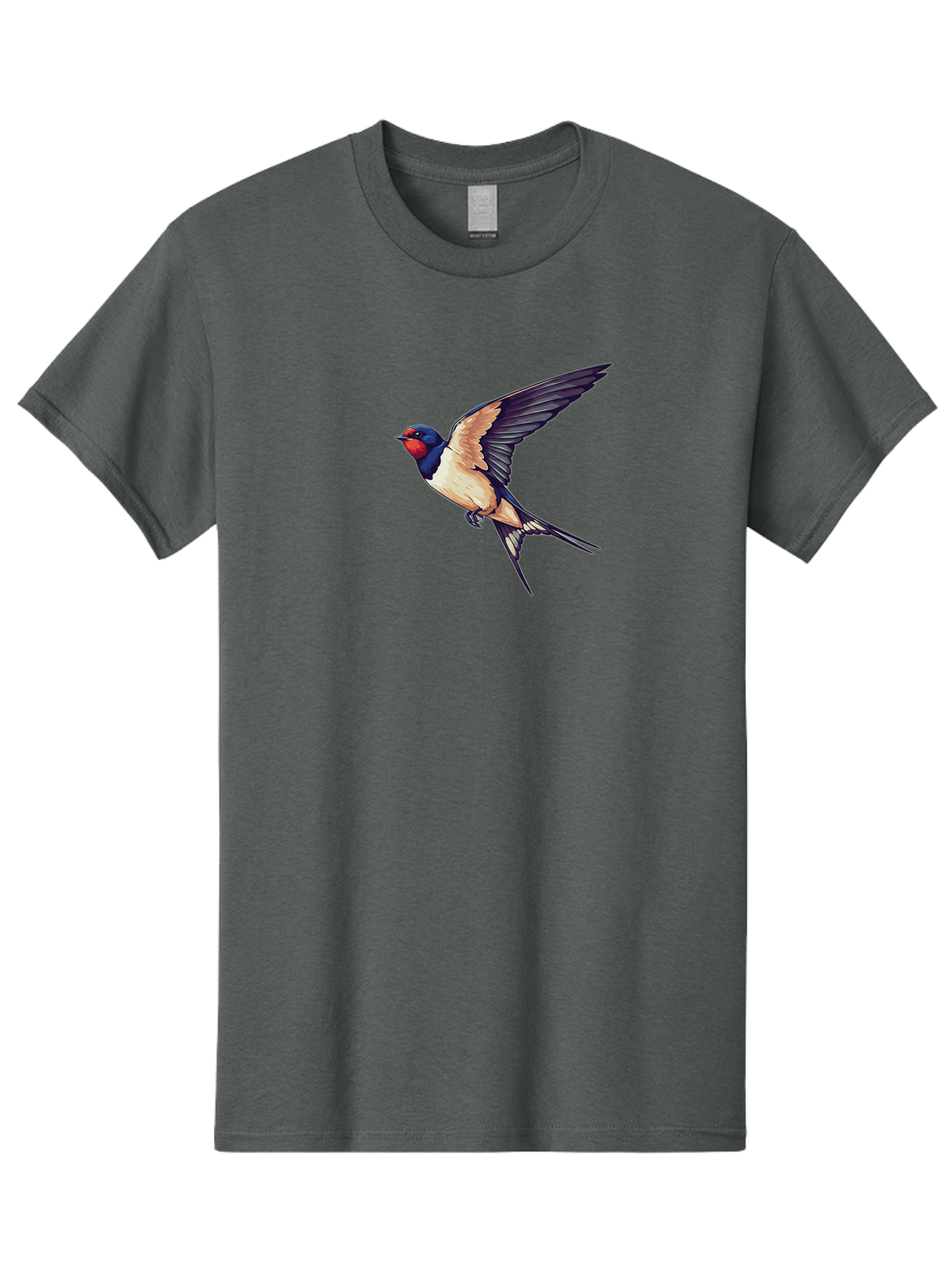 Swallow-Bird-1 Men'S Graphic Tee, 100% Cotton, Comfortable Casual Summer Wear, Machine Washable, Bird In Flight, Swallow Species, Blue And Red Head, White And Black Wings, Natural Flight, Birdwatching, Wildlife Photography, Migratory Bird, Bae292