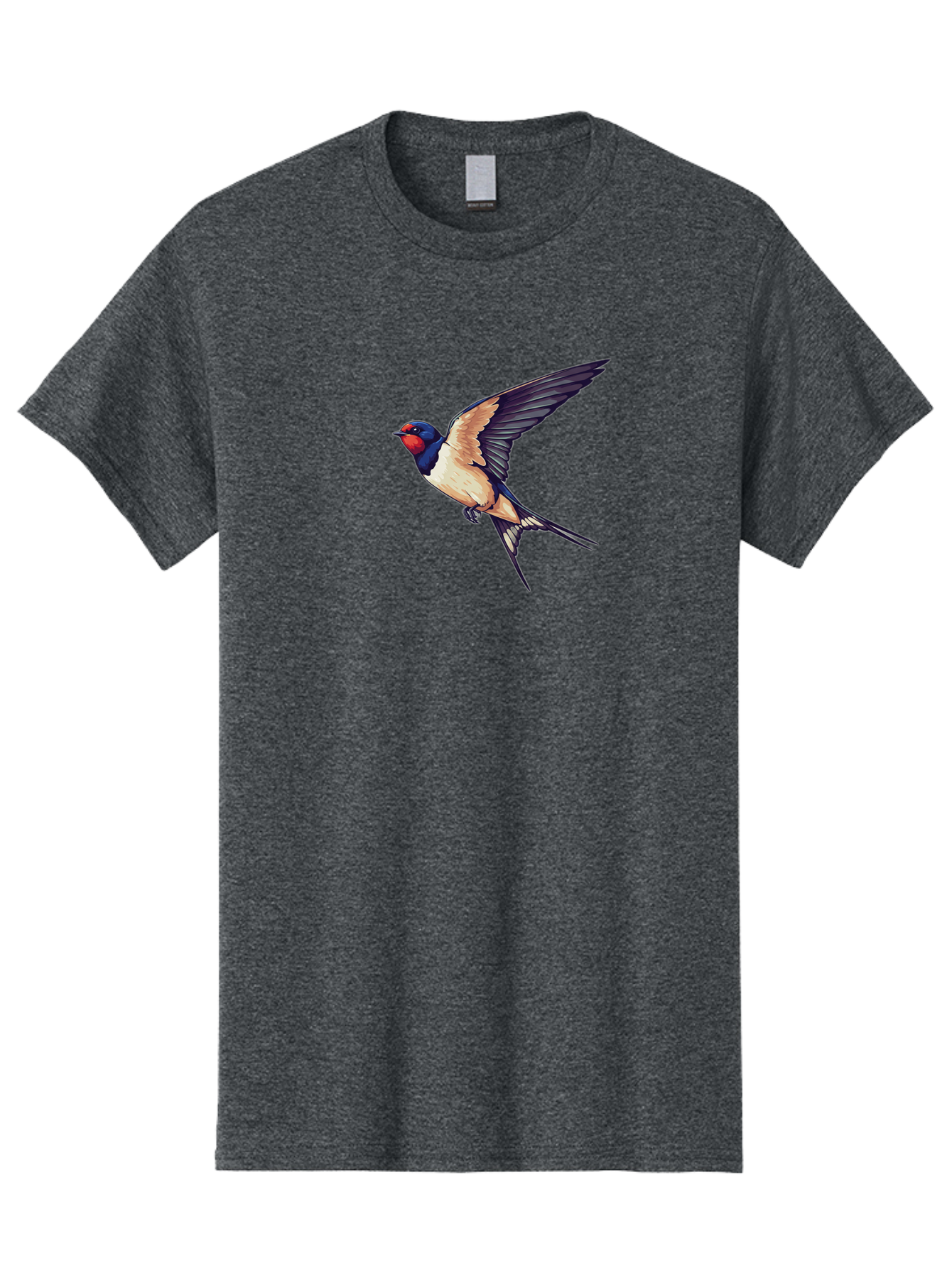 Swallow-Bird-1 Men'S Graphic Tee, 100% Cotton, Comfortable Casual Summer Wear, Machine Washable, Bird In Flight, Swallow Species, Blue And Red Head, White And Black Wings, Natural Flight, Birdwatching, Wildlife Photography, Migratory Bird, Bae292