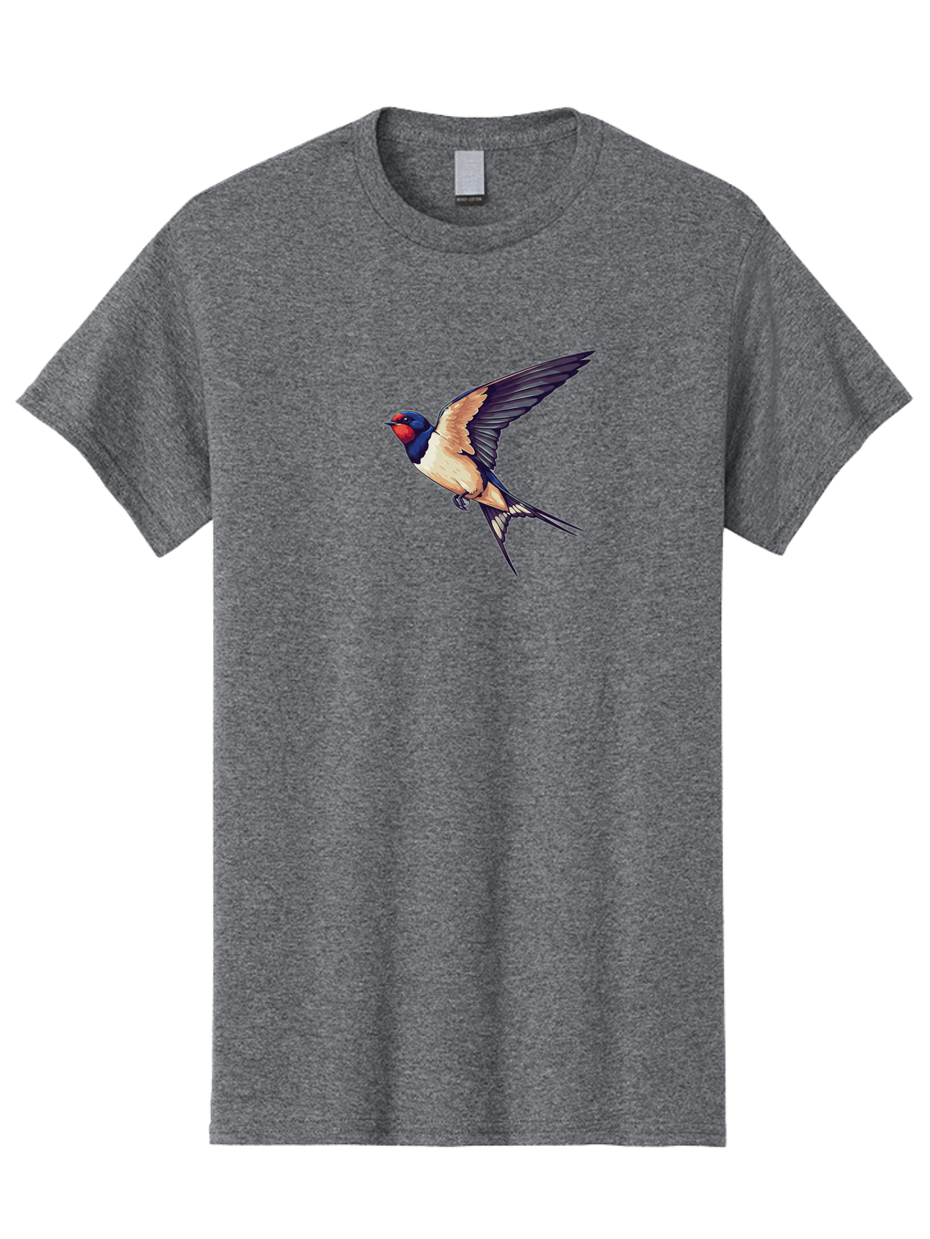 Swallow-Bird-1 Men'S Graphic Tee, 100% Cotton, Comfortable Casual Summer Wear, Machine Washable, Bird In Flight, Swallow Species, Blue And Red Head, White And Black Wings, Natural Flight, Birdwatching, Wildlife Photography, Migratory Bird, Bae292