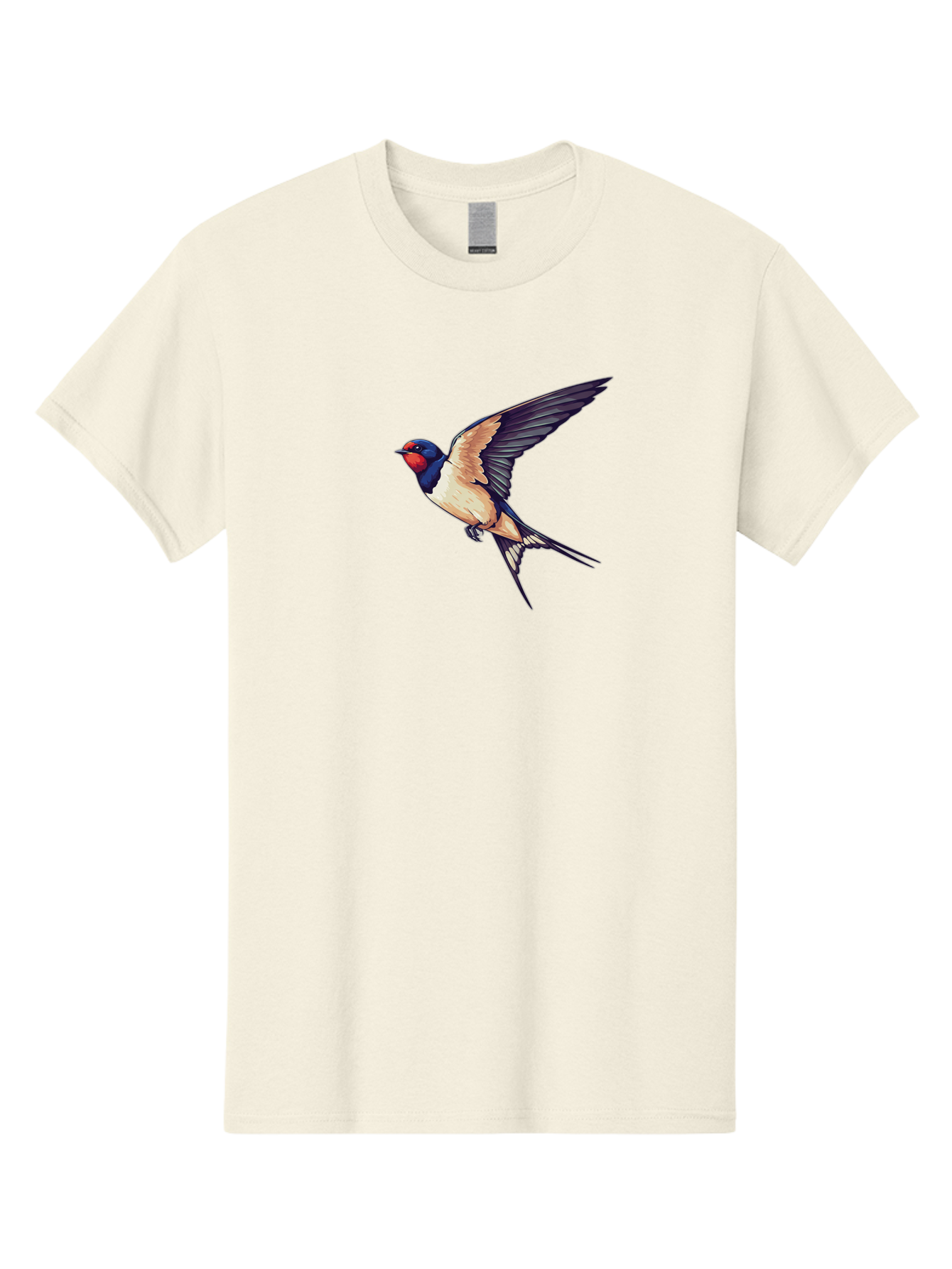 Swallow-Bird-1 Men'S Graphic Tee, 100% Cotton, Comfortable Casual Summer Wear, Machine Washable, Bird In Flight, Swallow Species, Blue And Red Head, White And Black Wings, Natural Flight, Birdwatching, Wildlife Photography, Migratory Bird, Bae292