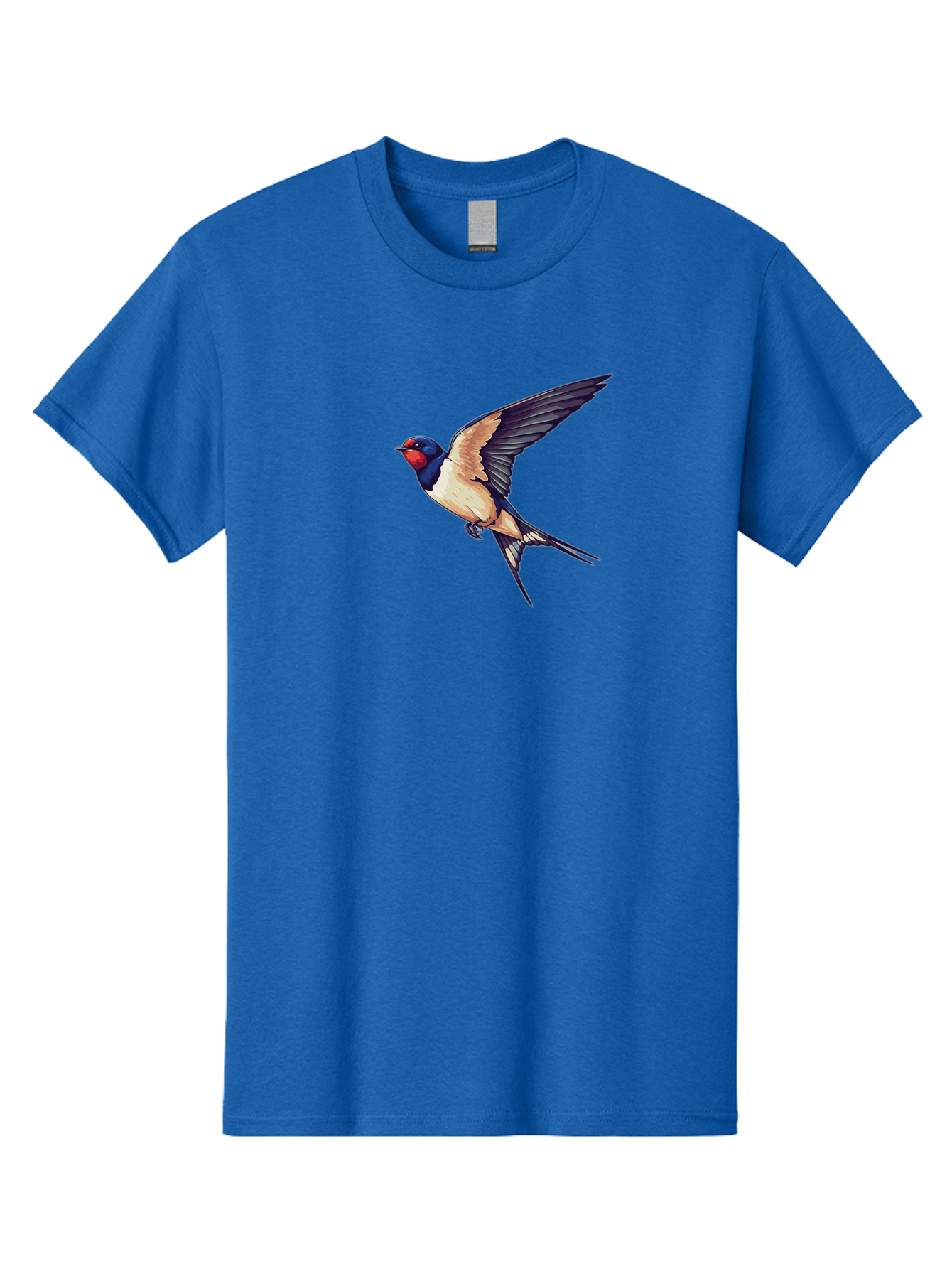 Swallow-Bird-1 Men'S Graphic Tee, 100% Cotton, Comfortable Casual Summer Wear, Machine Washable, Bird In Flight, Swallow Species, Blue And Red Head, White And Black Wings, Natural Flight, Birdwatching, Wildlife Photography, Migratory Bird, Bae292