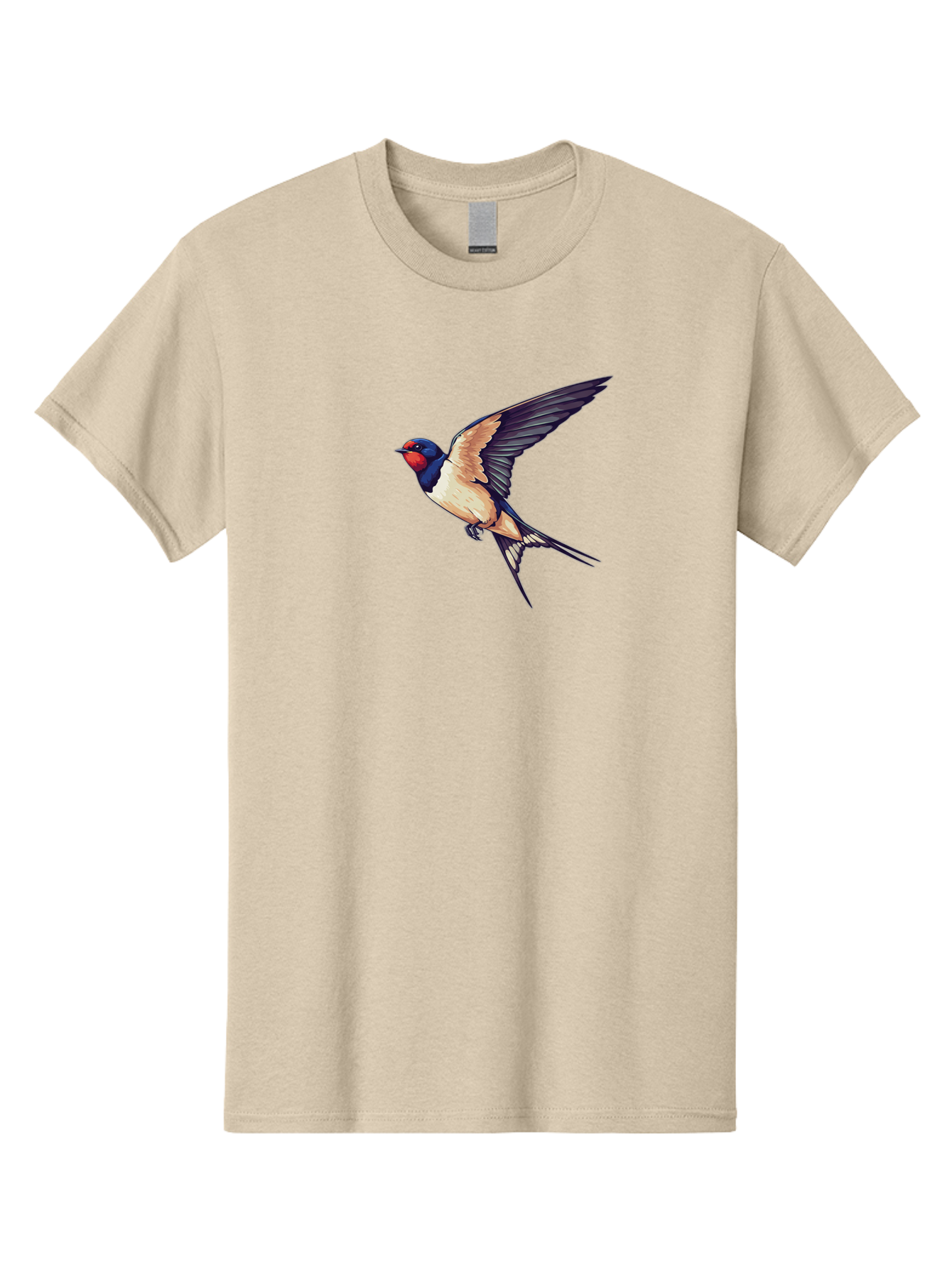 Swallow-Bird-1 Men'S Graphic Tee, 100% Cotton, Comfortable Casual Summer Wear, Machine Washable, Bird In Flight, Swallow Species, Blue And Red Head, White And Black Wings, Natural Flight, Birdwatching, Wildlife Photography, Migratory Bird, Bae292