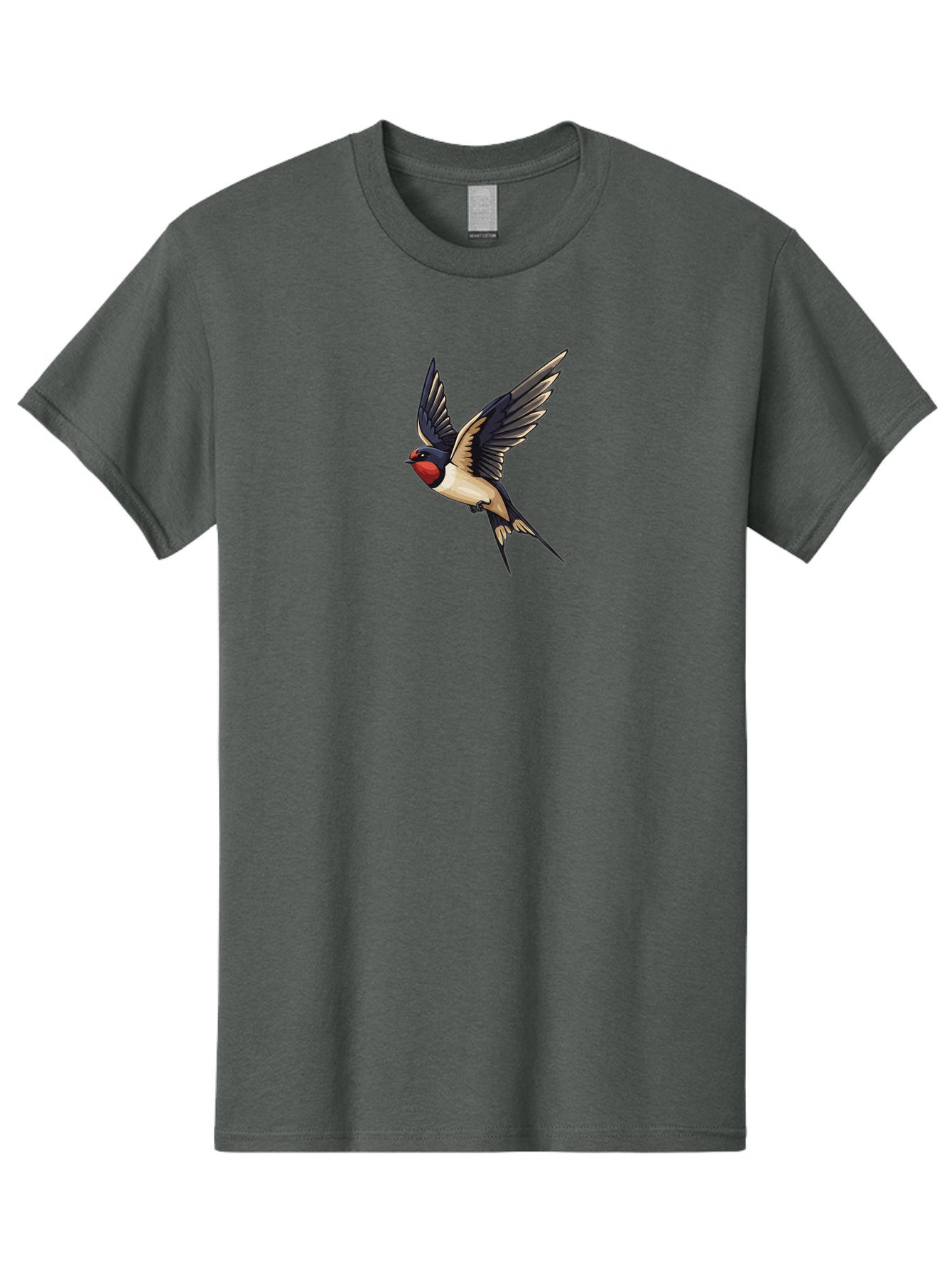 Swallow-Bird Men'S Graphic Tee, 100% Cotton, Comfortable Casual Summer Wear, Machine Washable, Swallow Bird In Flight, Bird Flying, Black And White Bird, Red Face Bird, Wingspan, Bird Species, Wildlife Illustration, Nature Art Bae294