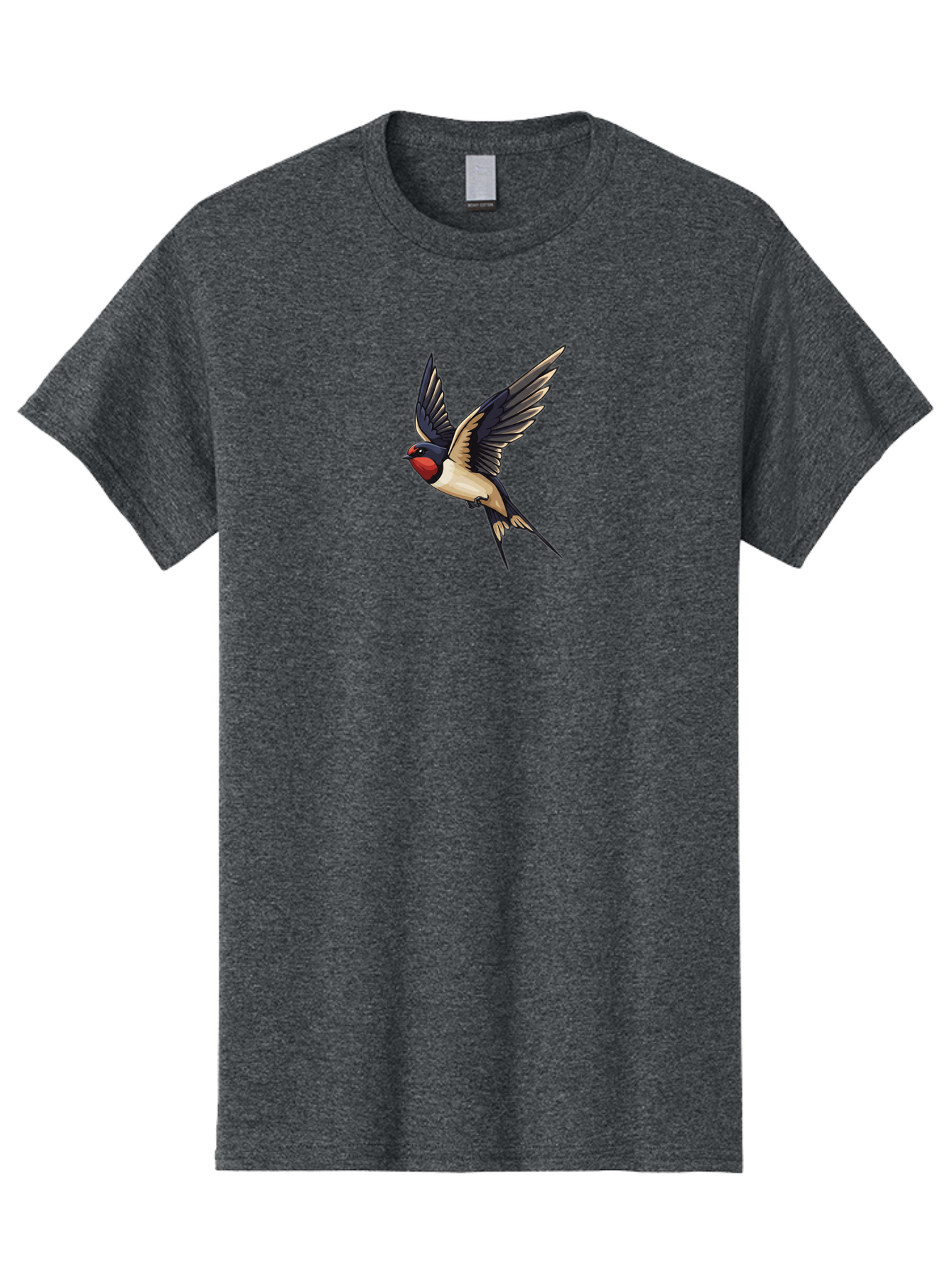 Swallow-Bird Men'S Graphic Tee, 100% Cotton, Comfortable Casual Summer Wear, Machine Washable, Swallow Bird In Flight, Bird Flying, Black And White Bird, Red Face Bird, Wingspan, Bird Species, Wildlife Illustration, Nature Art Bae294