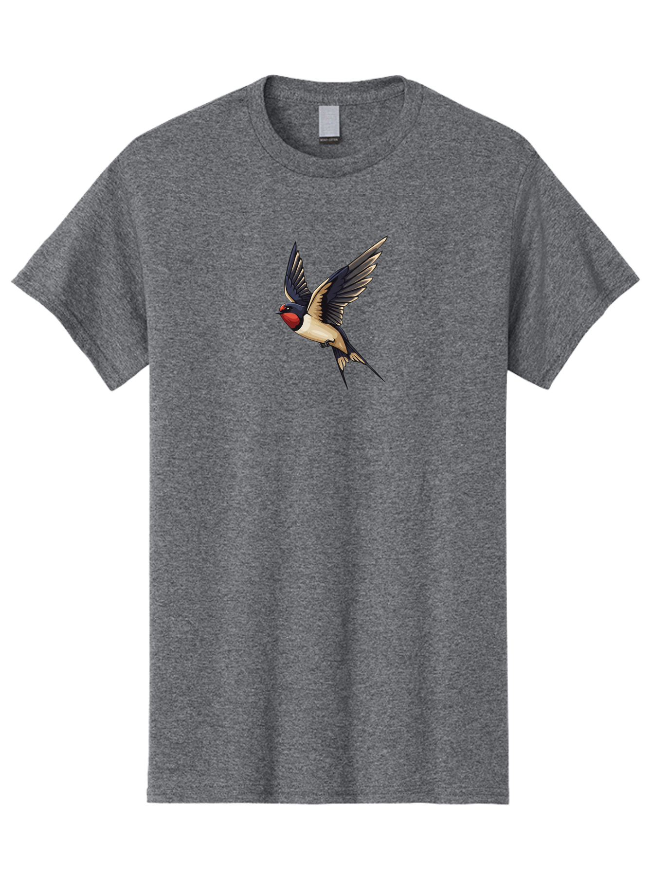 Swallow-Bird Men'S Graphic Tee, 100% Cotton, Comfortable Casual Summer Wear, Machine Washable, Swallow Bird In Flight, Bird Flying, Black And White Bird, Red Face Bird, Wingspan, Bird Species, Wildlife Illustration, Nature Art Bae294