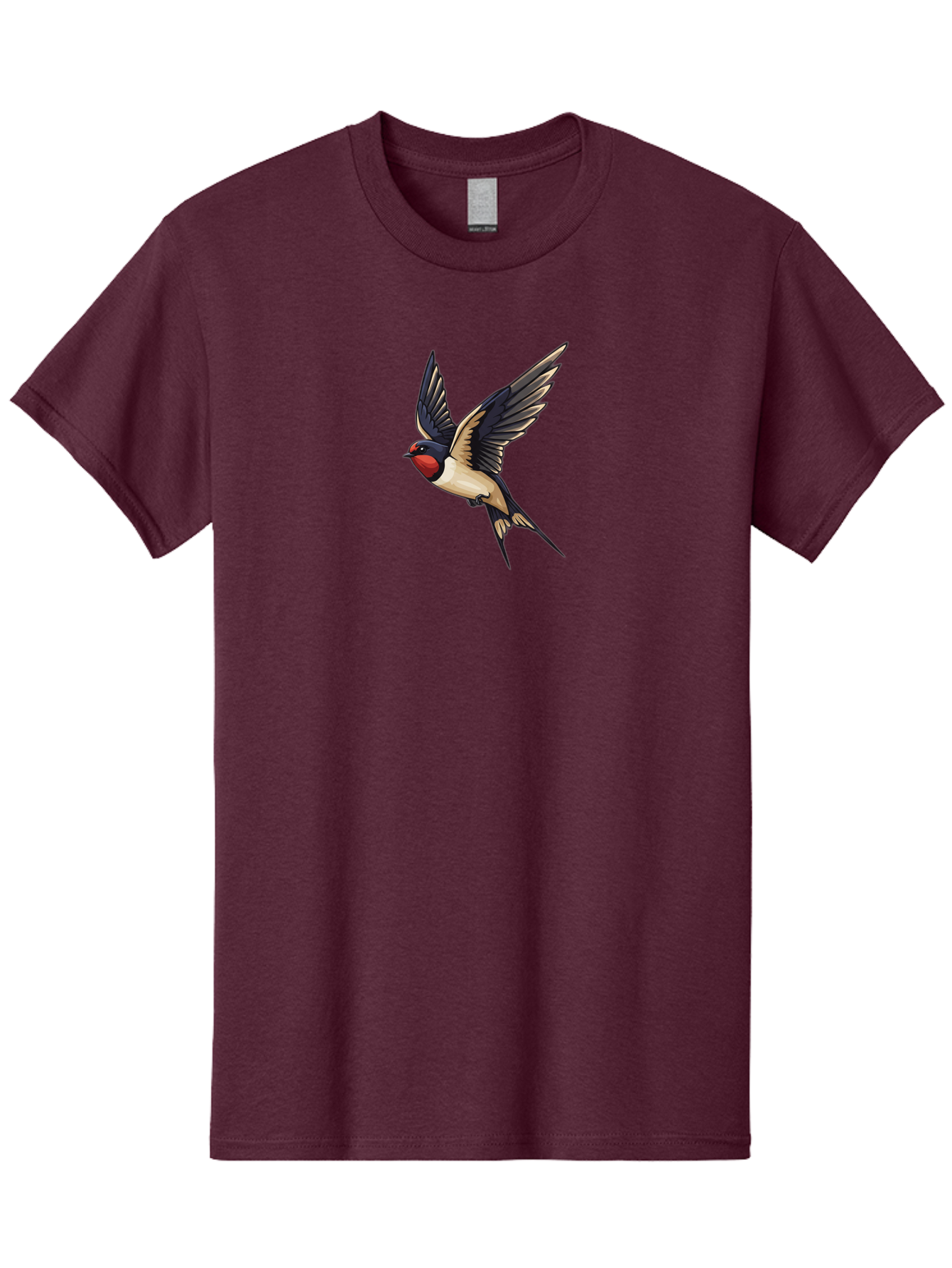 Swallow-Bird Men'S Graphic Tee, 100% Cotton, Comfortable Casual Summer Wear, Machine Washable, Swallow Bird In Flight, Bird Flying, Black And White Bird, Red Face Bird, Wingspan, Bird Species, Wildlife Illustration, Nature Art Bae294