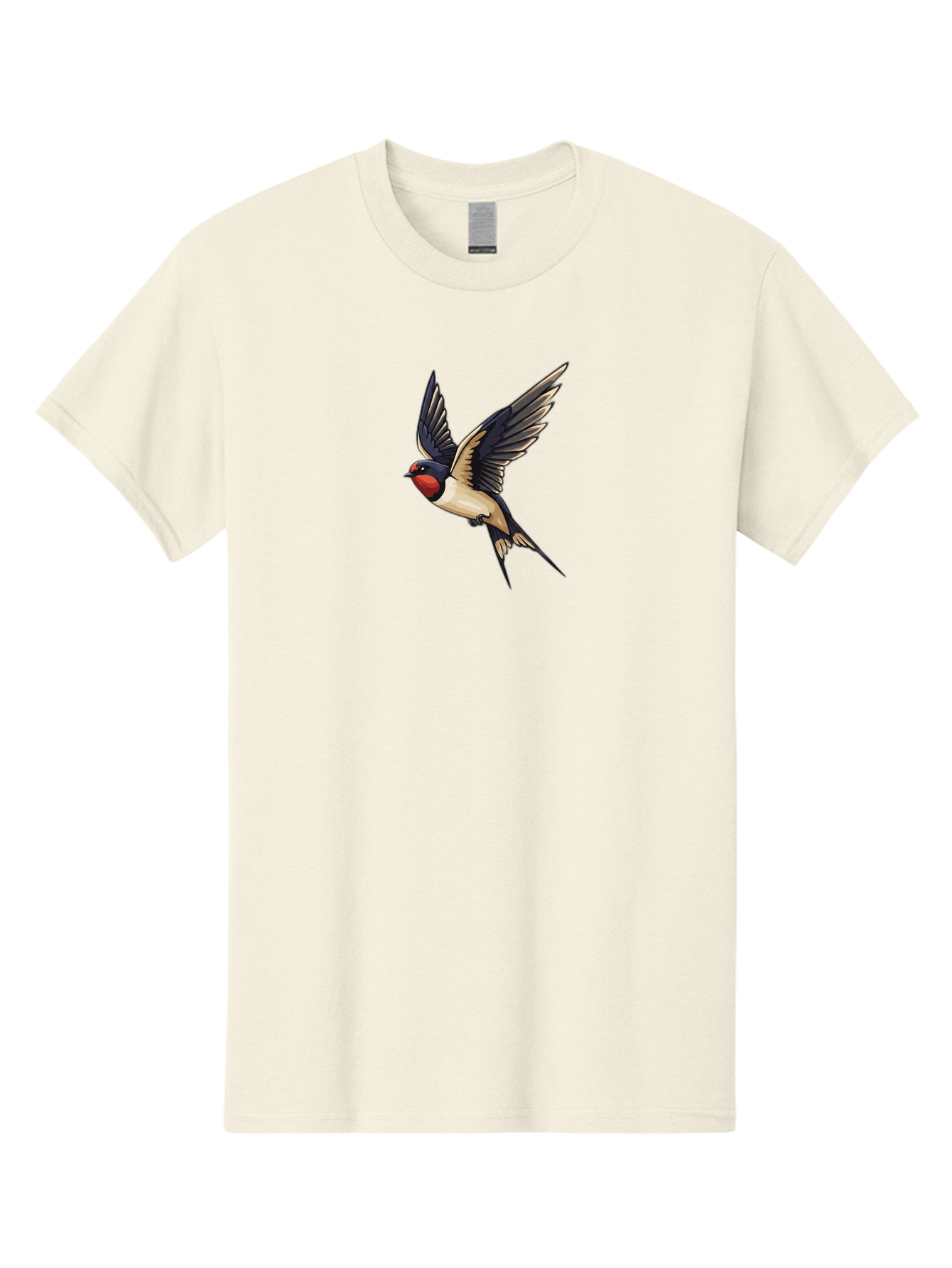 Swallow-Bird Men'S Graphic Tee, 100% Cotton, Comfortable Casual Summer Wear, Machine Washable, Swallow Bird In Flight, Bird Flying, Black And White Bird, Red Face Bird, Wingspan, Bird Species, Wildlife Illustration, Nature Art Bae294