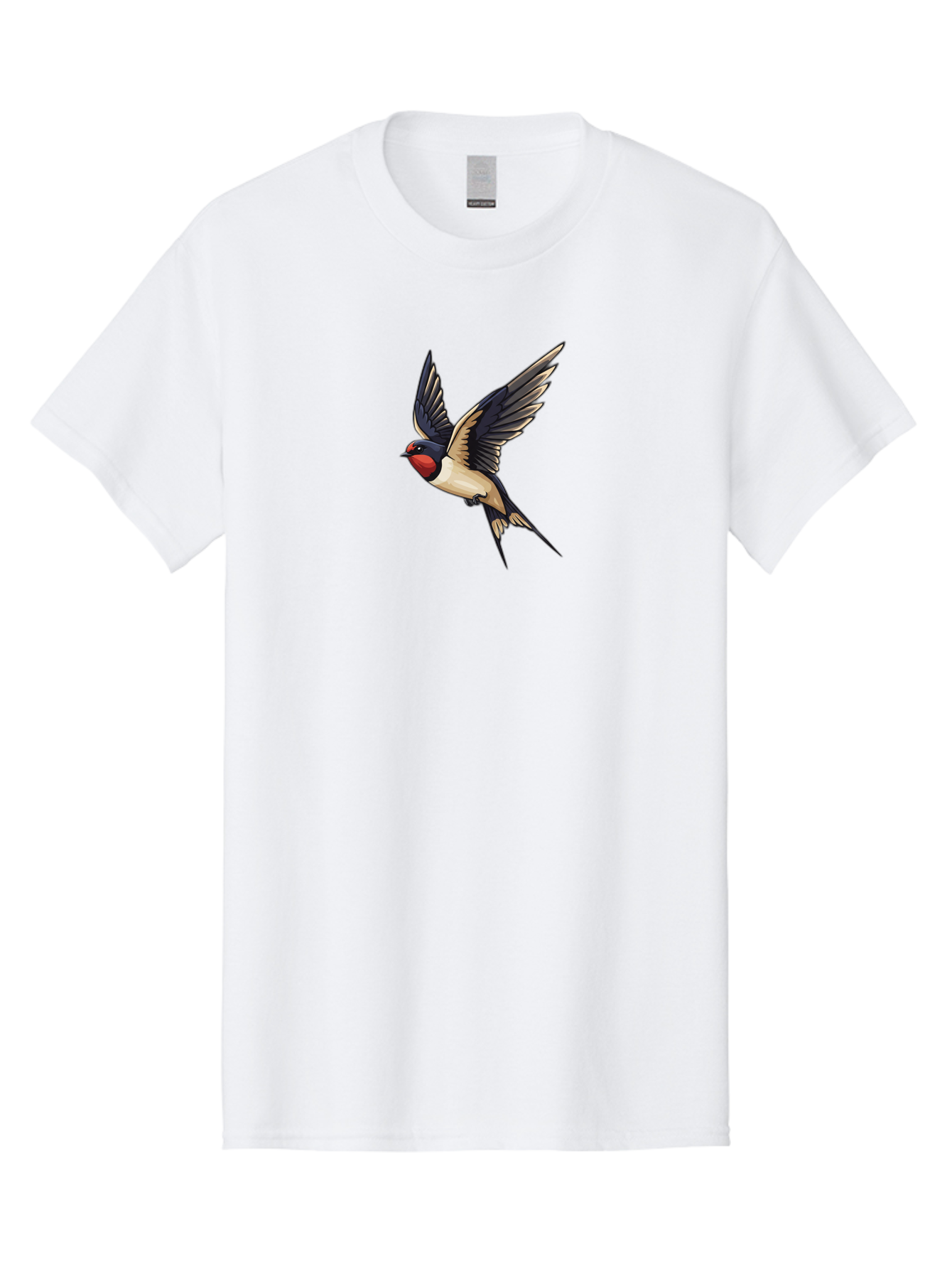 Swallow-Bird Men'S Graphic Tee, 100% Cotton, Comfortable Casual Summer Wear, Machine Washable, Swallow Bird In Flight, Bird Flying, Black And White Bird, Red Face Bird, Wingspan, Bird Species, Wildlife Illustration, Nature Art Bae294