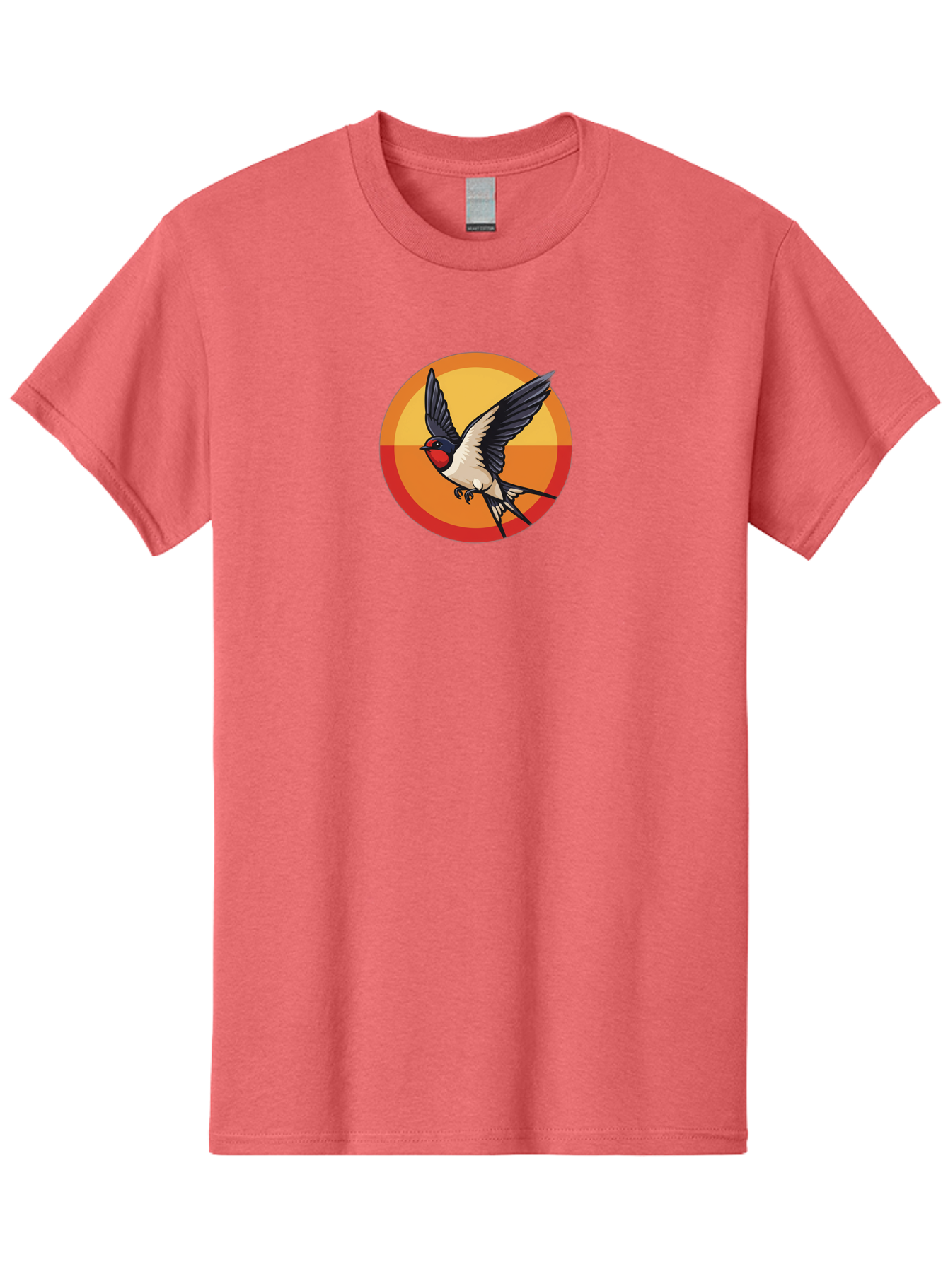 Swallow-In-Flight-2 Men'S Graphic Tee, 100% Cotton, Comfortable Casual Summer Wear, Machine Washable, Swallow Bird, Flying Bird, Bird In Flight, Cartoon Illustration, Vibrant Colors, Dynamic Movement, Wildlife Artwork, Birdwatching, Bae297