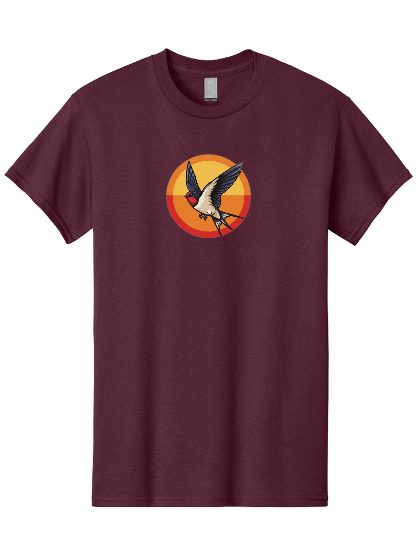 Swallow-In-Flight-2 Men'S Graphic Tee, 100% Cotton, Comfortable Casual Summer Wear, Machine Washable, Swallow Bird, Flying Bird, Bird In Flight, Cartoon Illustration, Vibrant Colors, Dynamic Movement, Wildlife Artwork, Birdwatching, Bae297