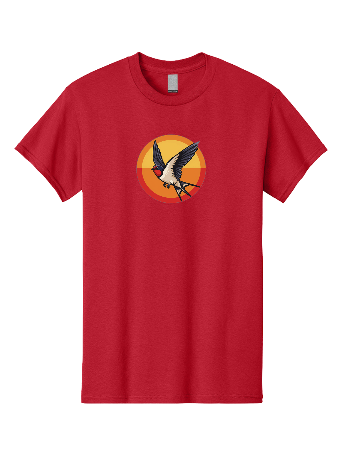 Swallow-In-Flight-2 Men'S Graphic Tee, 100% Cotton, Comfortable Casual Summer Wear, Machine Washable, Swallow Bird, Flying Bird, Bird In Flight, Cartoon Illustration, Vibrant Colors, Dynamic Movement, Wildlife Artwork, Birdwatching, Bae297
