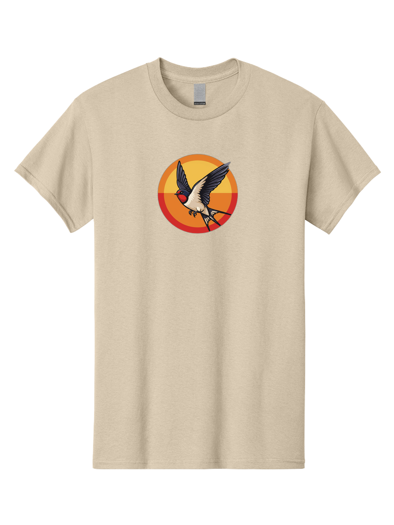 Swallow-In-Flight-2 Men'S Graphic Tee, 100% Cotton, Comfortable Casual Summer Wear, Machine Washable, Swallow Bird, Flying Bird, Bird In Flight, Cartoon Illustration, Vibrant Colors, Dynamic Movement, Wildlife Artwork, Birdwatching, Bae297