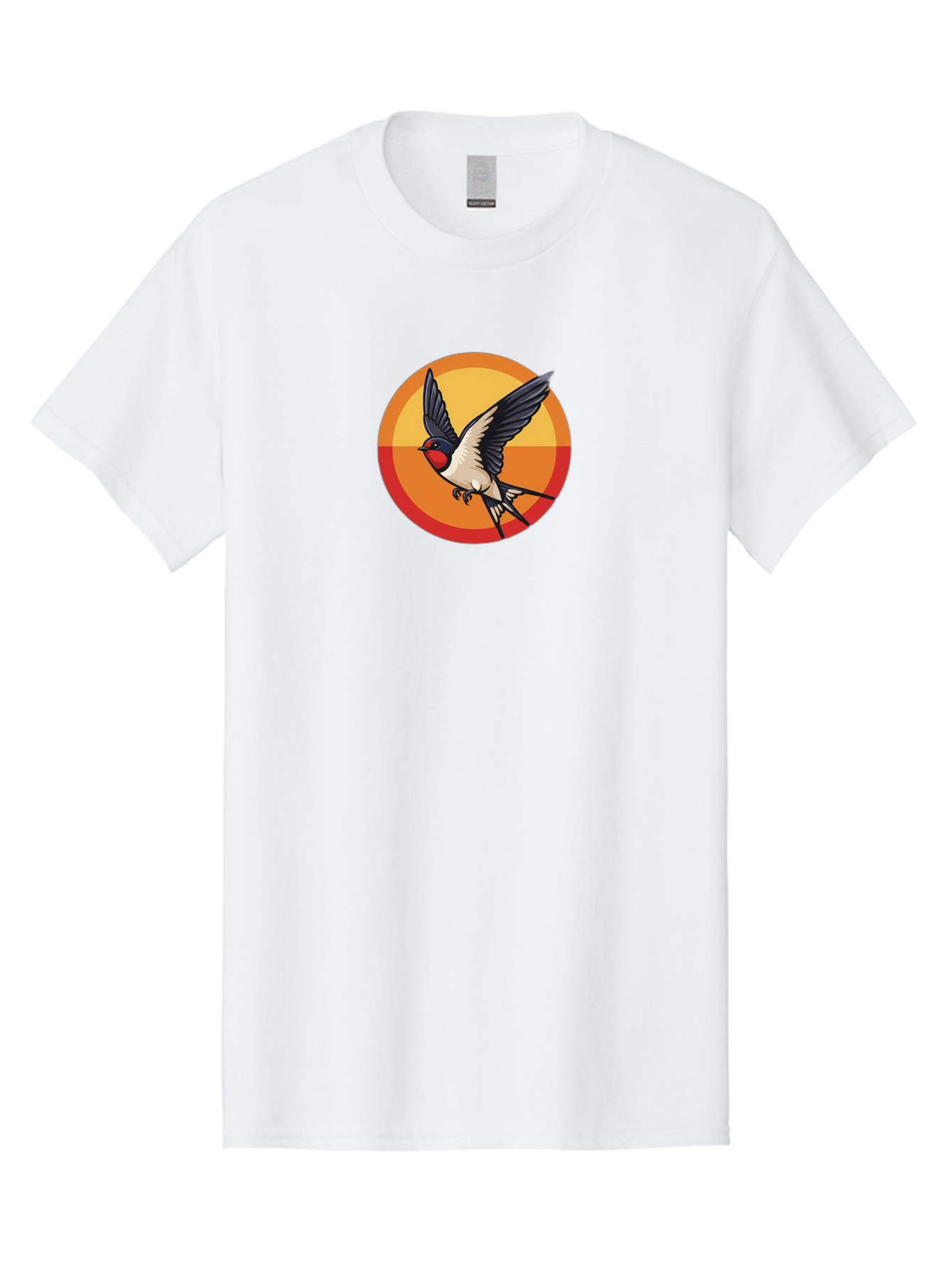 Swallow-In-Flight-2 Men'S Graphic Tee, 100% Cotton, Comfortable Casual Summer Wear, Machine Washable, Swallow Bird, Flying Bird, Bird In Flight, Cartoon Illustration, Vibrant Colors, Dynamic Movement, Wildlife Artwork, Birdwatching, Bae297