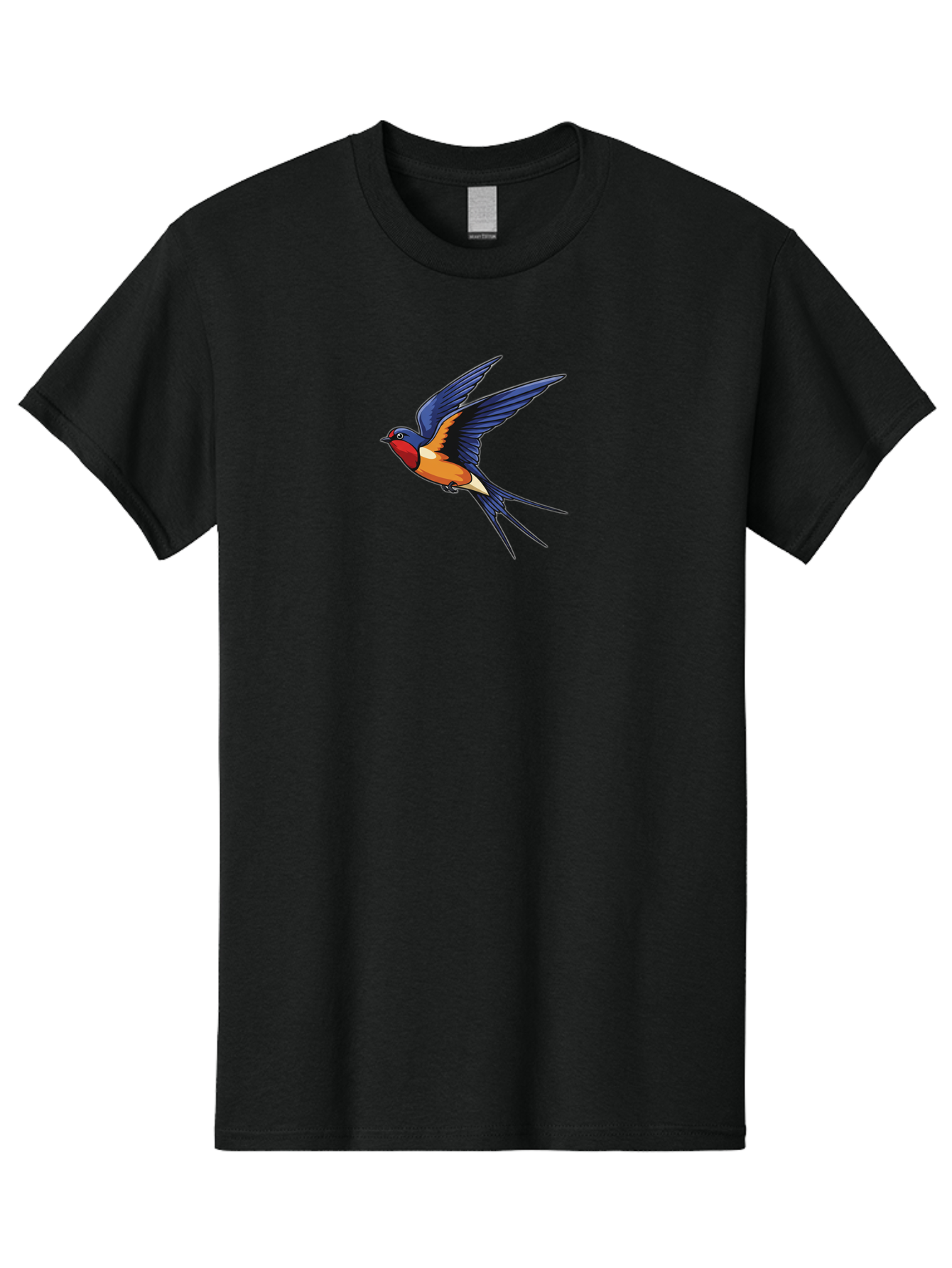 Swallow-In-Flight Men'S Graphic Tee, 100% Cotton, Comfortable Casual Summer Wear, Machine Washable, Barn Swallow In Flight, Colorful Bird, Blue Wings, Orange Belly, Red Face, Wildlife Illustration, Bird Watching, Migratory Bird, Nature Art Bae298