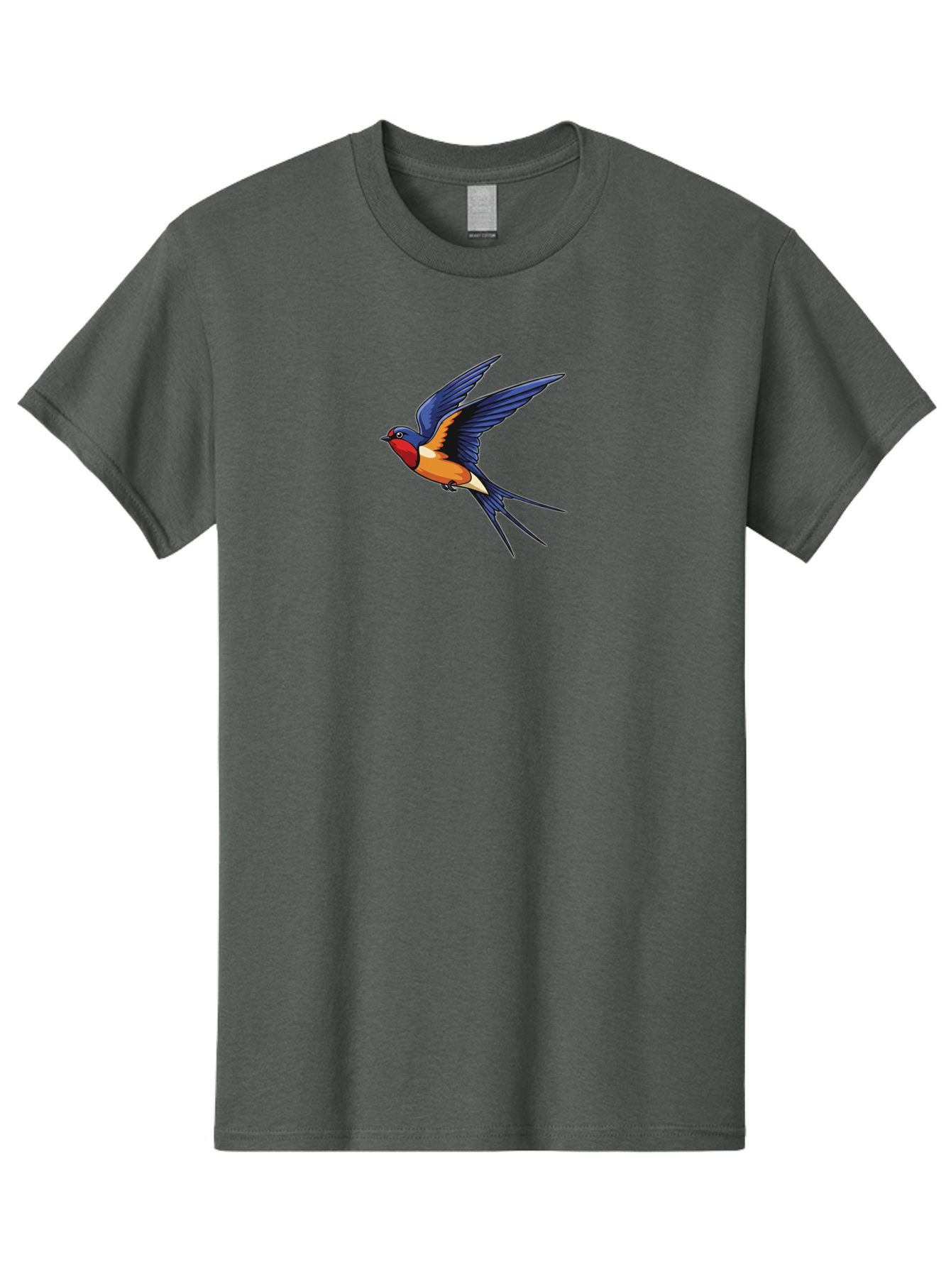 Swallow-In-Flight Men'S Graphic Tee, 100% Cotton, Comfortable Casual Summer Wear, Machine Washable, Barn Swallow In Flight, Colorful Bird, Blue Wings, Orange Belly, Red Face, Wildlife Illustration, Bird Watching, Migratory Bird, Nature Art Bae298
