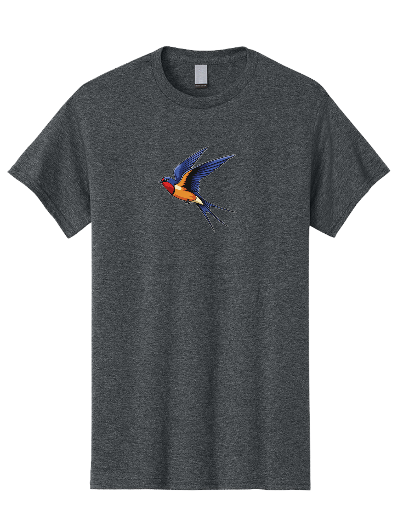 Swallow-In-Flight Men'S Graphic Tee, 100% Cotton, Comfortable Casual Summer Wear, Machine Washable, Barn Swallow In Flight, Colorful Bird, Blue Wings, Orange Belly, Red Face, Wildlife Illustration, Bird Watching, Migratory Bird, Nature Art Bae298