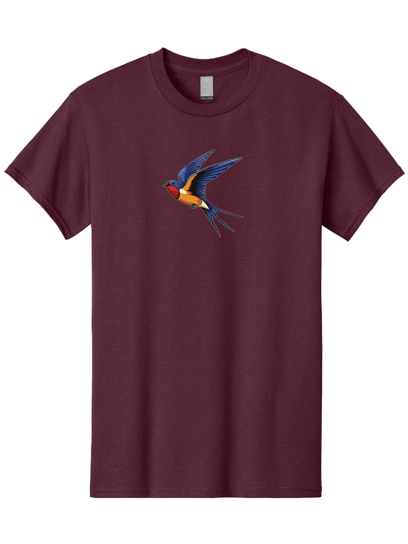 Swallow-In-Flight Men'S Graphic Tee, 100% Cotton, Comfortable Casual Summer Wear, Machine Washable, Barn Swallow In Flight, Colorful Bird, Blue Wings, Orange Belly, Red Face, Wildlife Illustration, Bird Watching, Migratory Bird, Nature Art Bae298