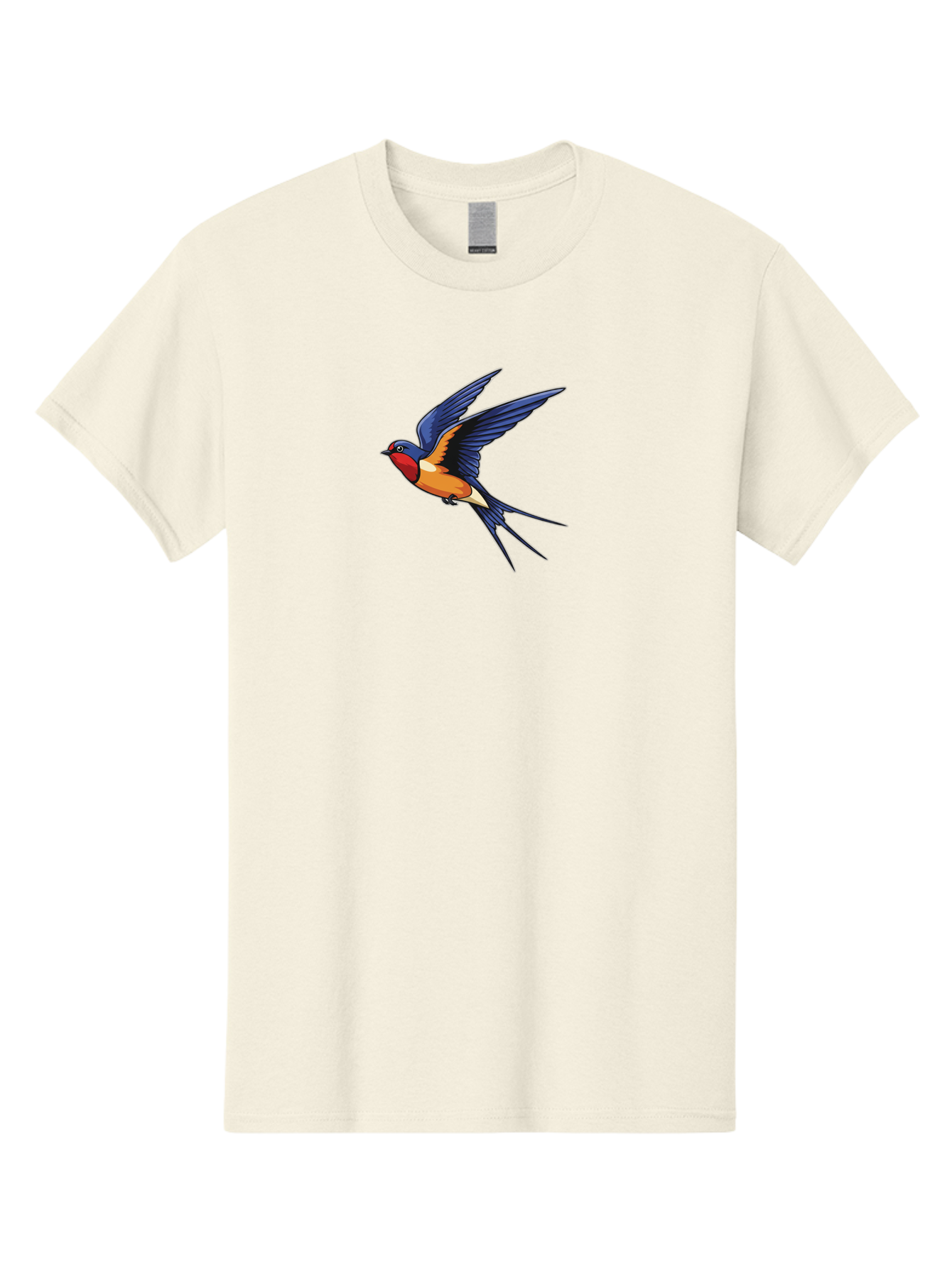 Swallow-In-Flight Men'S Graphic Tee, 100% Cotton, Comfortable Casual Summer Wear, Machine Washable, Barn Swallow In Flight, Colorful Bird, Blue Wings, Orange Belly, Red Face, Wildlife Illustration, Bird Watching, Migratory Bird, Nature Art Bae298