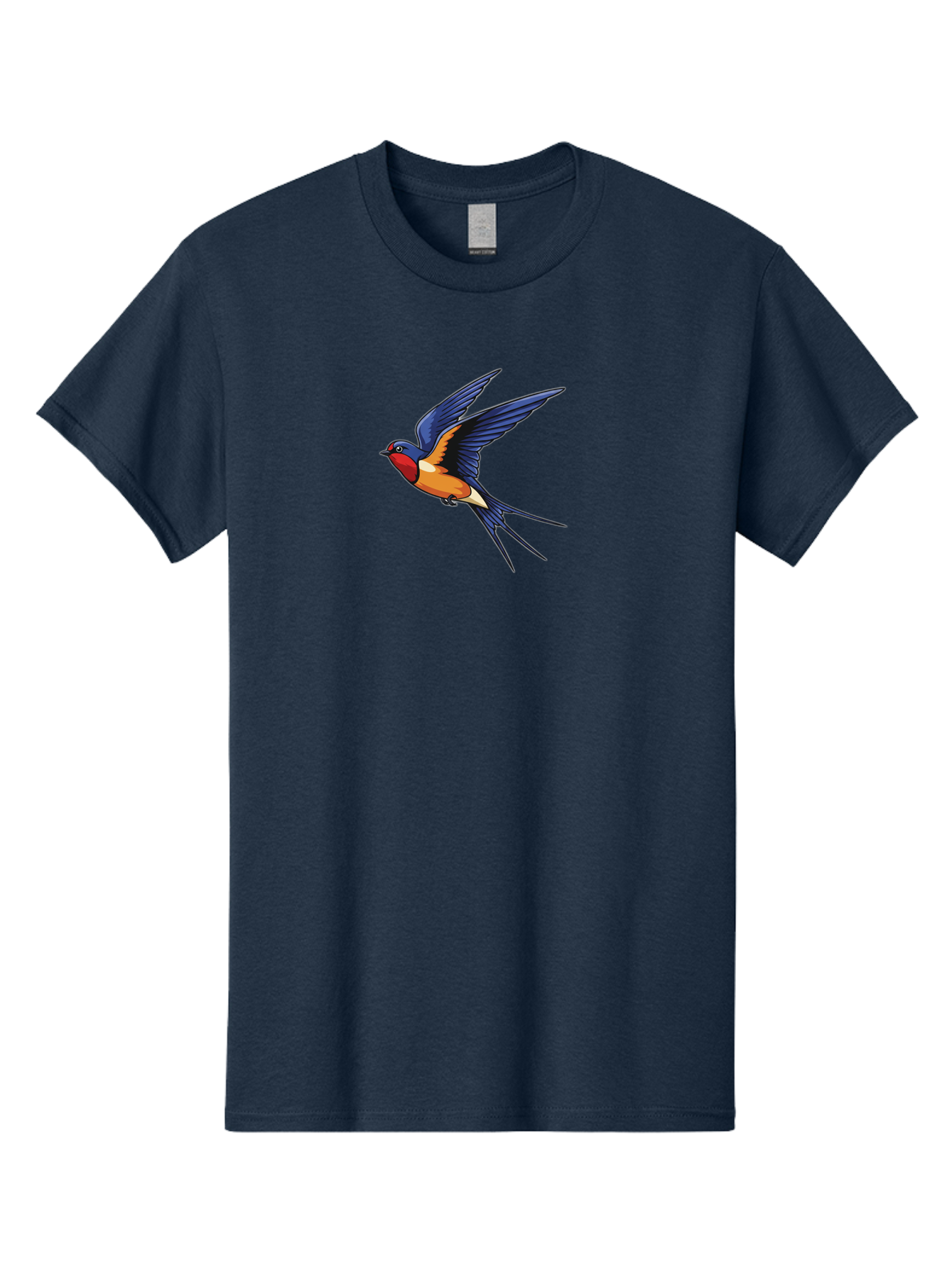 Swallow-In-Flight Men'S Graphic Tee, 100% Cotton, Comfortable Casual Summer Wear, Machine Washable, Barn Swallow In Flight, Colorful Bird, Blue Wings, Orange Belly, Red Face, Wildlife Illustration, Bird Watching, Migratory Bird, Nature Art Bae298