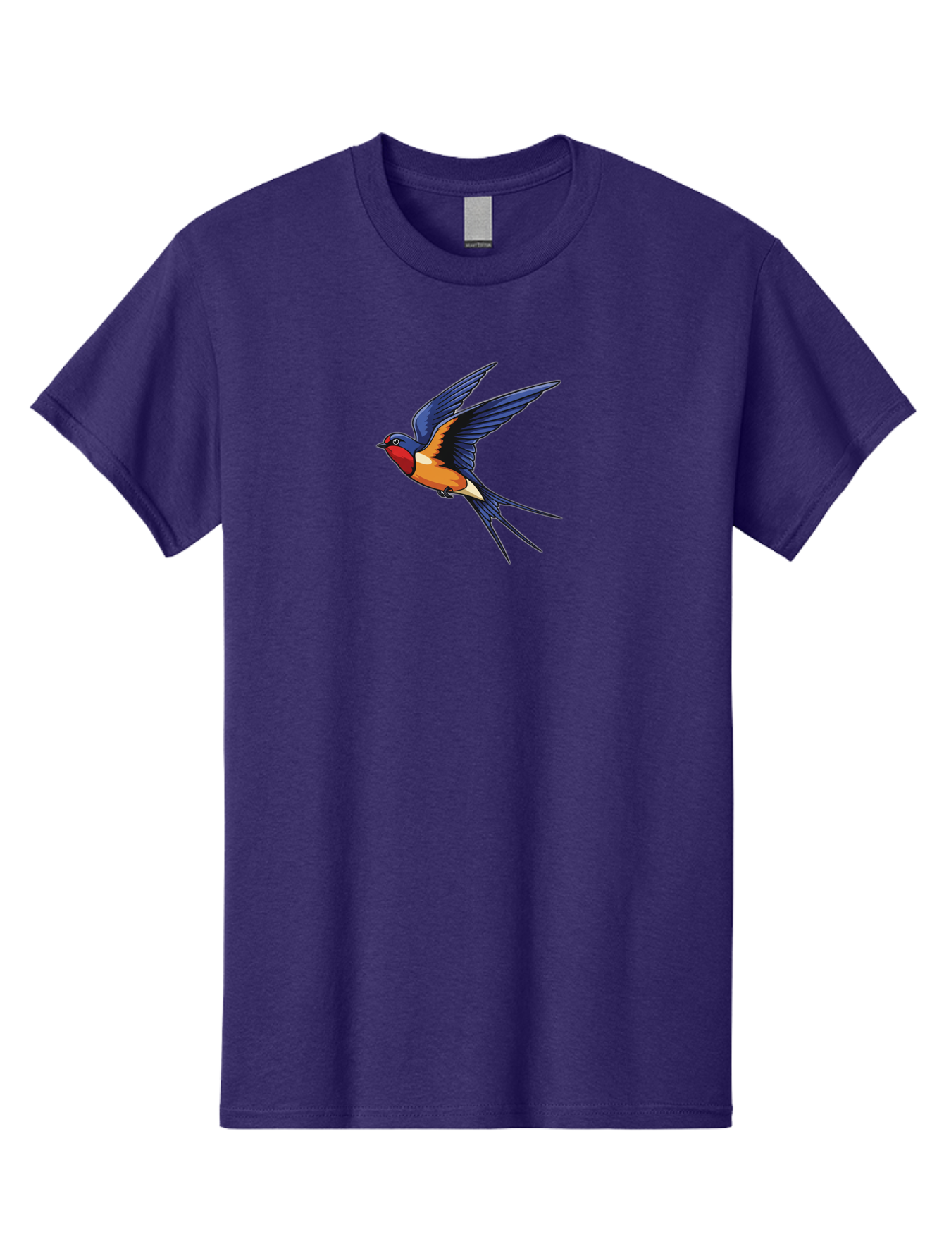 Swallow-In-Flight Men'S Graphic Tee, 100% Cotton, Comfortable Casual Summer Wear, Machine Washable, Barn Swallow In Flight, Colorful Bird, Blue Wings, Orange Belly, Red Face, Wildlife Illustration, Bird Watching, Migratory Bird, Nature Art Bae298