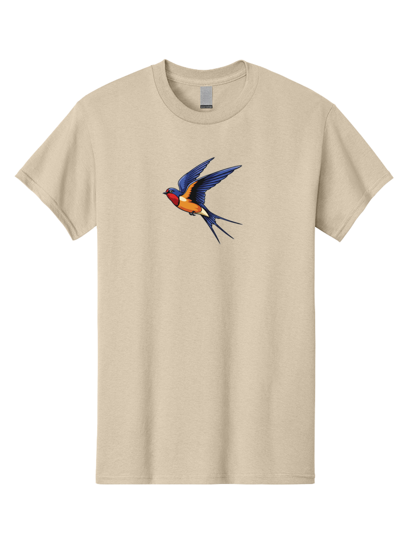 Swallow-In-Flight Men'S Graphic Tee, 100% Cotton, Comfortable Casual Summer Wear, Machine Washable, Barn Swallow In Flight, Colorful Bird, Blue Wings, Orange Belly, Red Face, Wildlife Illustration, Bird Watching, Migratory Bird, Nature Art Bae298