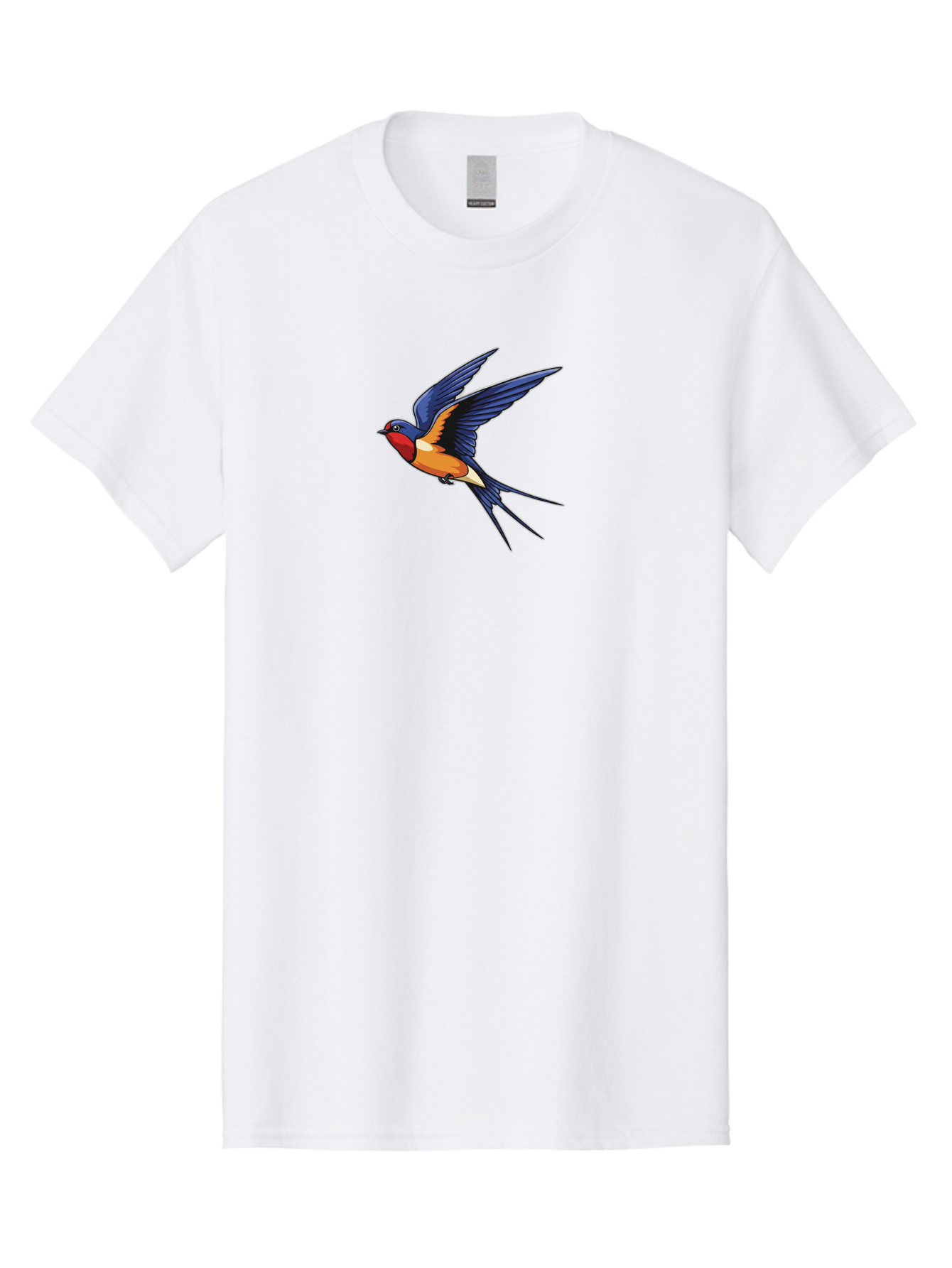 Swallow-In-Flight Men'S Graphic Tee, 100% Cotton, Comfortable Casual Summer Wear, Machine Washable, Barn Swallow In Flight, Colorful Bird, Blue Wings, Orange Belly, Red Face, Wildlife Illustration, Bird Watching, Migratory Bird, Nature Art Bae298