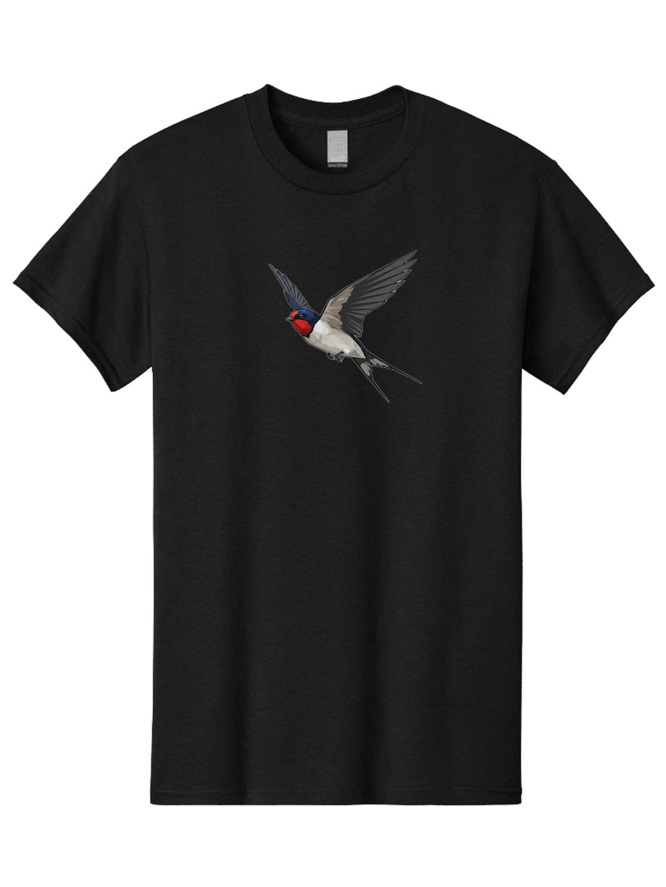 Swallow Men'S Graphic Tee, 100% Cotton, Comfortable Casual Summer Wear, Machine Washable, Swallow In Flight, Bird Flying, Wildlife Illustration, Colorful Plumage, Dynamic Movement, Avian Art, Cartoon Bird, Red Face, Blue Head, White Body, Bae299