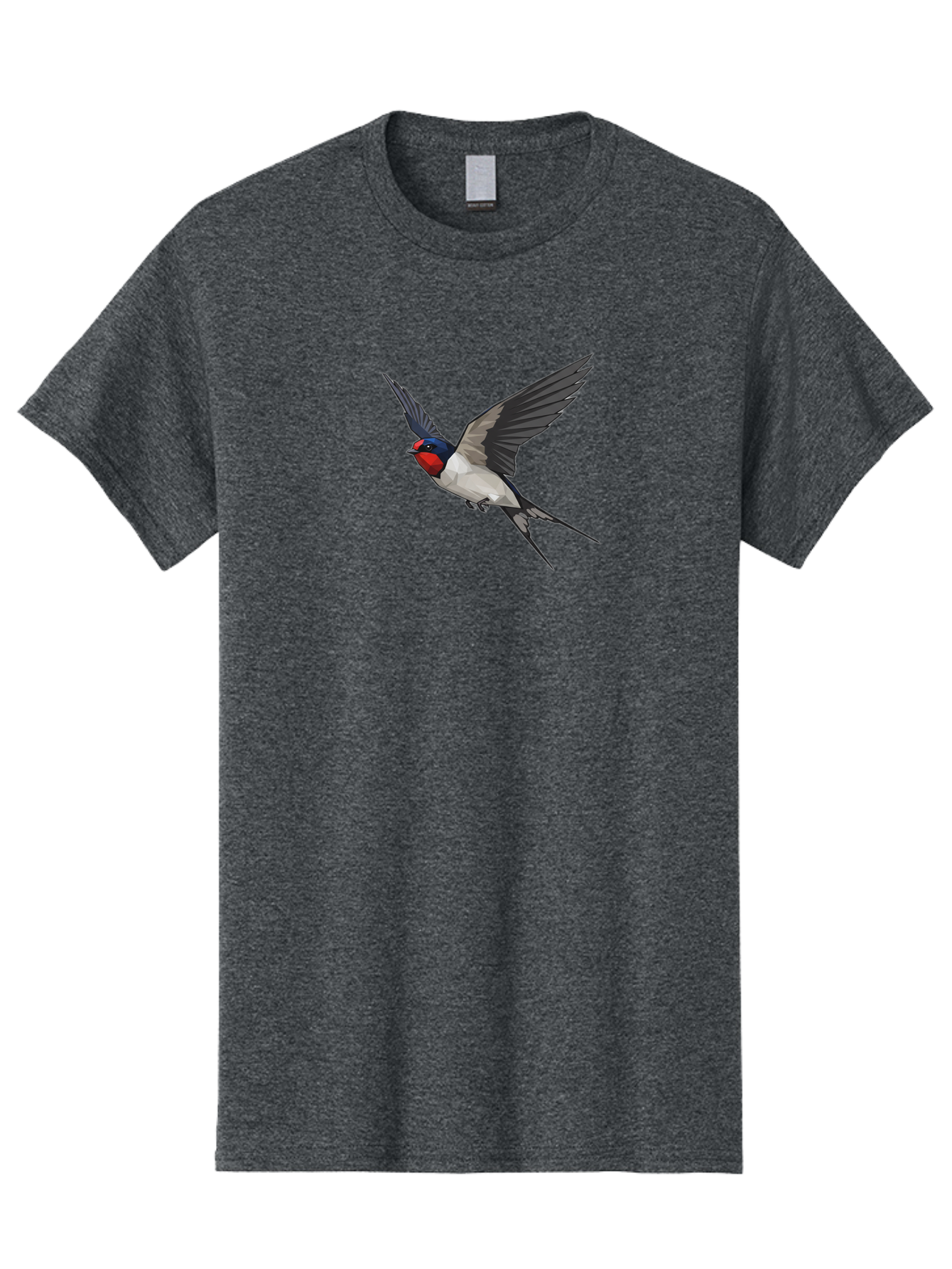 Swallow Men'S Graphic Tee, 100% Cotton, Comfortable Casual Summer Wear, Machine Washable, Swallow In Flight, Bird Flying, Wildlife Illustration, Colorful Plumage, Dynamic Movement, Avian Art, Cartoon Bird, Red Face, Blue Head, White Body, Bae299