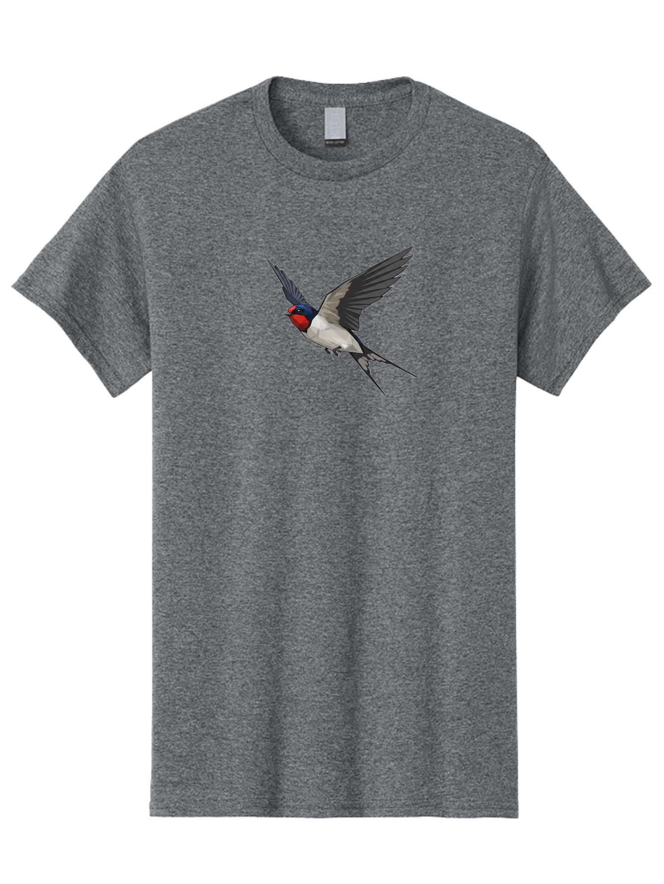 Swallow Men'S Graphic Tee, 100% Cotton, Comfortable Casual Summer Wear, Machine Washable, Swallow In Flight, Bird Flying, Wildlife Illustration, Colorful Plumage, Dynamic Movement, Avian Art, Cartoon Bird, Red Face, Blue Head, White Body, Bae299