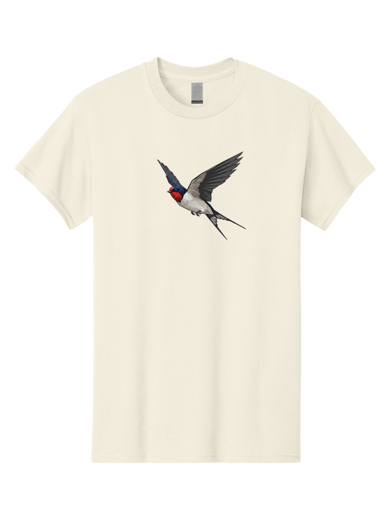 Swallow Men'S Graphic Tee, 100% Cotton, Comfortable Casual Summer Wear, Machine Washable, Swallow In Flight, Bird Flying, Wildlife Illustration, Colorful Plumage, Dynamic Movement, Avian Art, Cartoon Bird, Red Face, Blue Head, White Body, Bae299